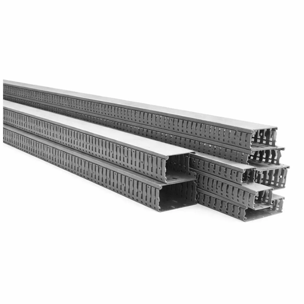 Canaleta Ranurada PVC 40x80 2 Metros Gris Gestión de Cables
