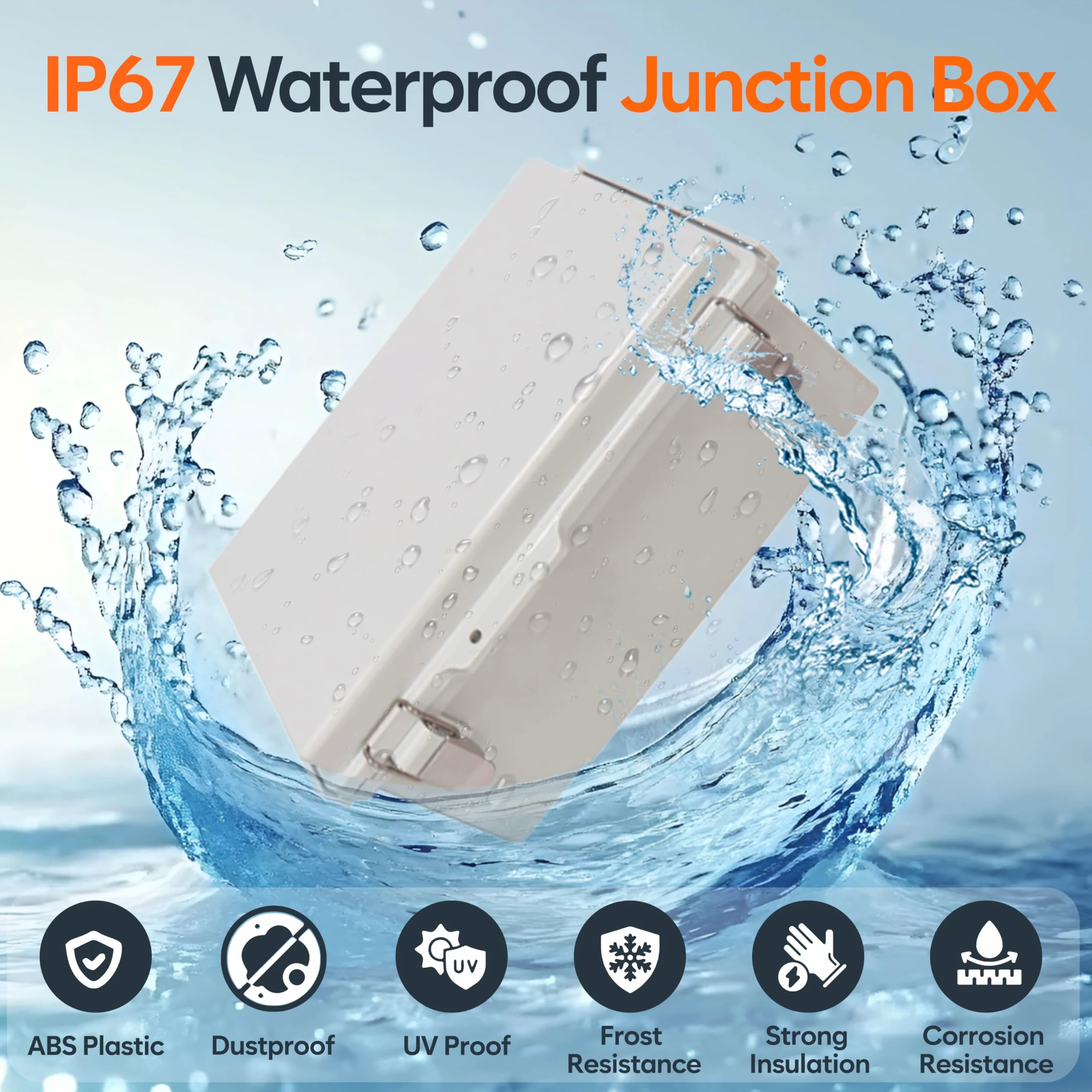 Caja de conexiones impermeable IP67, caja eléctrica de plástico ABS con tapa gris con bisagras, placa de montaje, soportes de pared y 2 prensaestopas de 300 x 200 x 130 mm, uso en