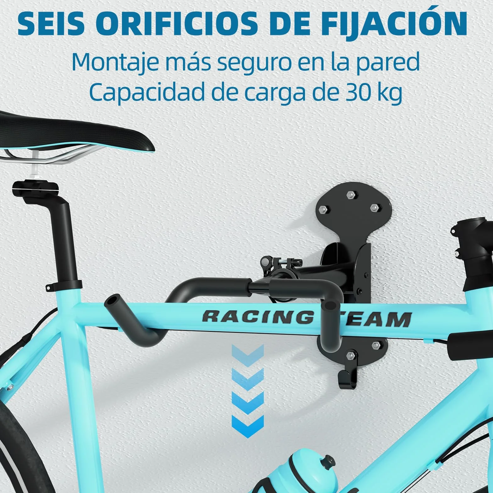 Urban Deco Soporte Bicicletas Pared Plegable Ajustable 30Kg 2 Unidades Colgador para Garaje Hogar