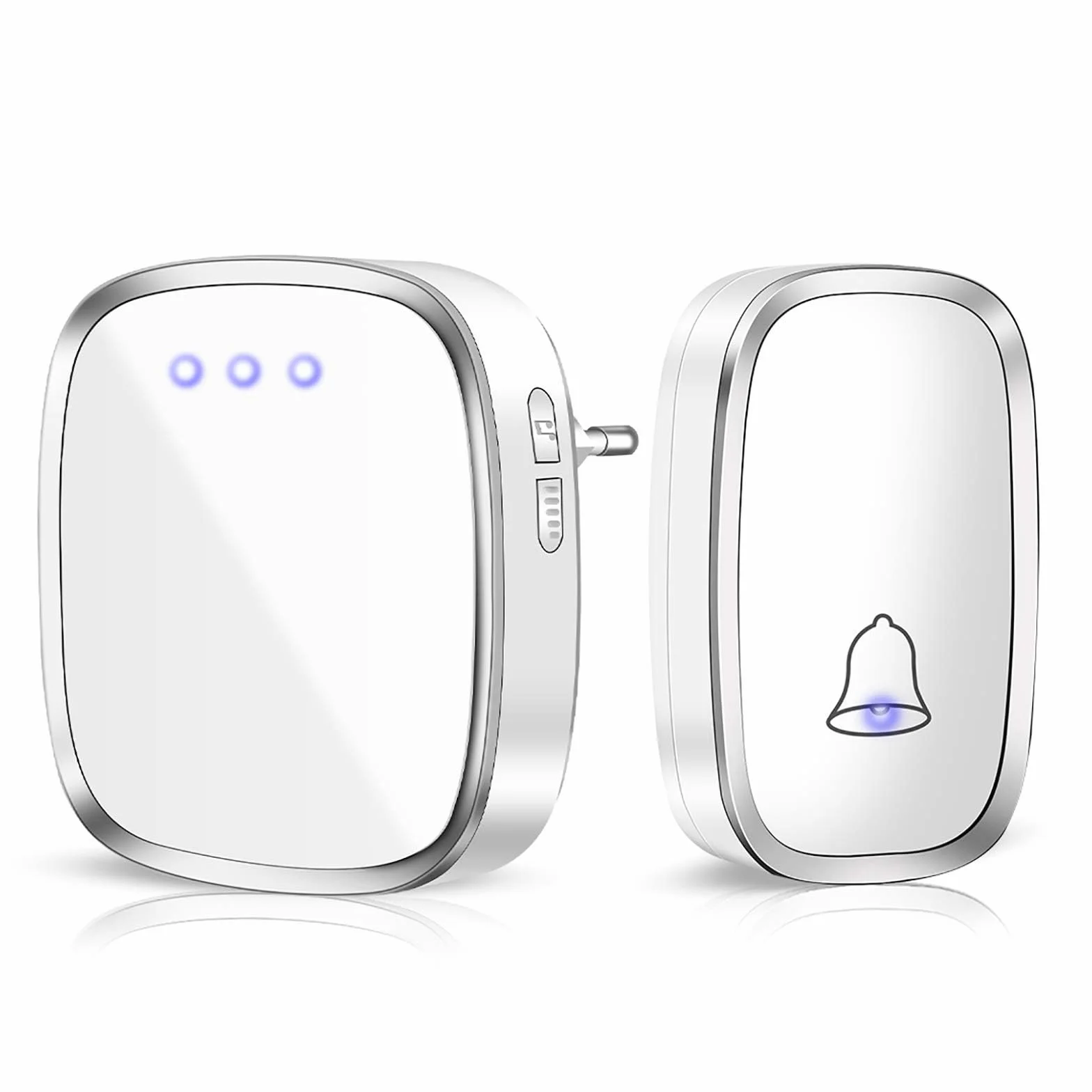 Timbre inalámbrico Hospaop Timbre de Puerta de 300 Metros de Alcance, Timbre inalámbrico Impermeable con LED Flash 36 Tonos de Llamada 4 Niveles de Volumen para hogar, Oficina, etc