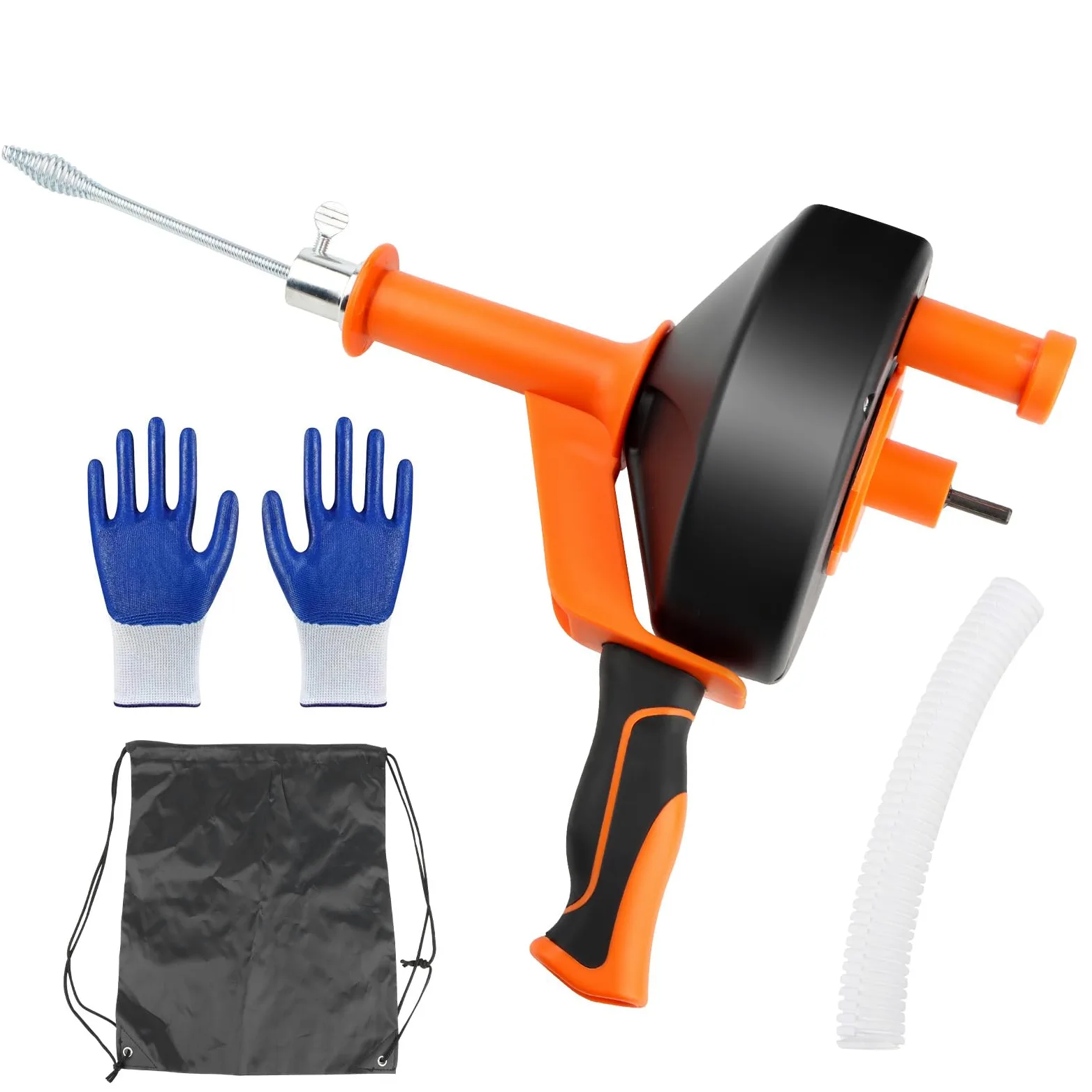 Desatascador Tuberias Profesional 10m, Espiral de Limpieza de Tuberías, Desatascador Fregadero, 2 in 1 Espiral de Cable, Desatascador Tuberias, Espiral de Drenaje Ideal para Desagües, Cocina, Baño
