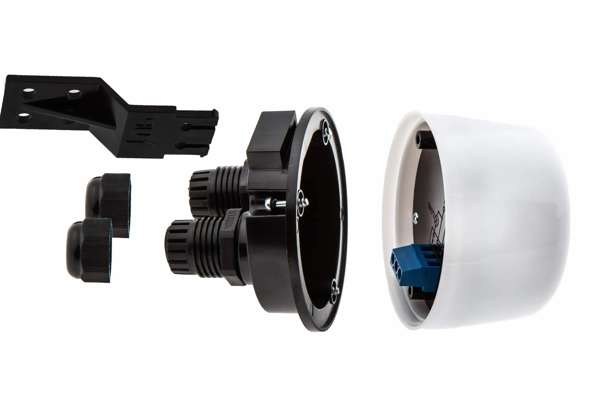 HUBER Twilight 10 Interruptor crepuscular para Exteriores, Sensor crepuscular Ajustable [5-50 Lux], protección IP65 I Interruptor crepuscular de Superficie 230V, 2 entradas de Cable
