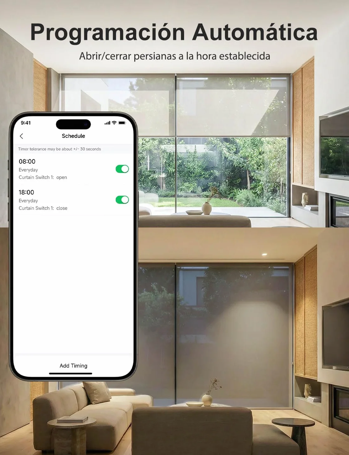 Maxcio Interruptor de Persiana WiFi, Inteligente de Persiana compatible con Alexa, Google Assistant, Control por voz y Remoto, Función de Temporizador, LED Controlable - 4Packs