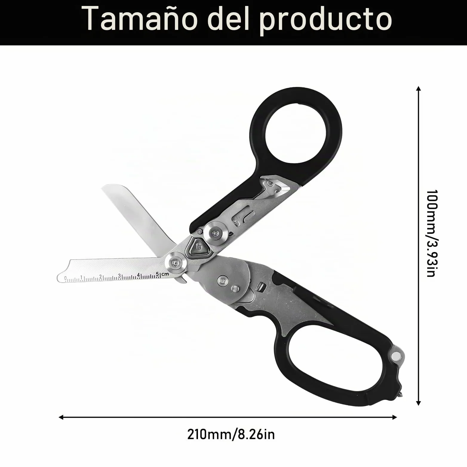 Raptor Response - Tijeras de rescate multifunción con 6 funciones, pinzas plegables de acero inoxidable, tijeras para traumatismos