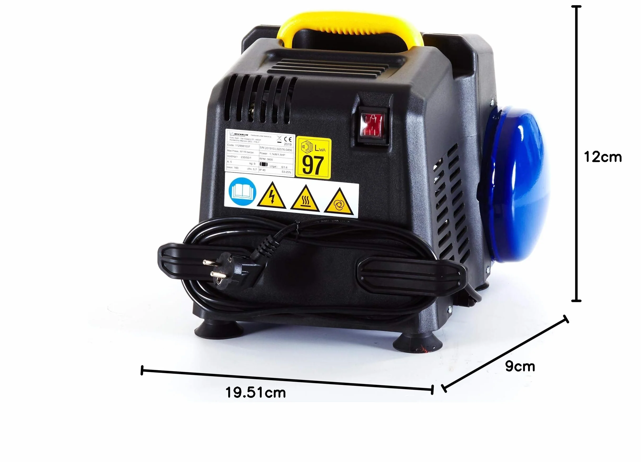 Compresor de aire portátil MICHELIN MBL6 6L 1,5 hp 8 bar 160 l/min