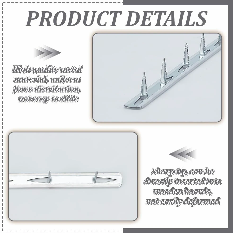 ORIGACH 30 tiras de metal para tapicería de 15.7 pulgadas, tiras de tachuelas galvanizadas plateadas con tira de goma transparente diseñadas para muebles, sillas y sofás