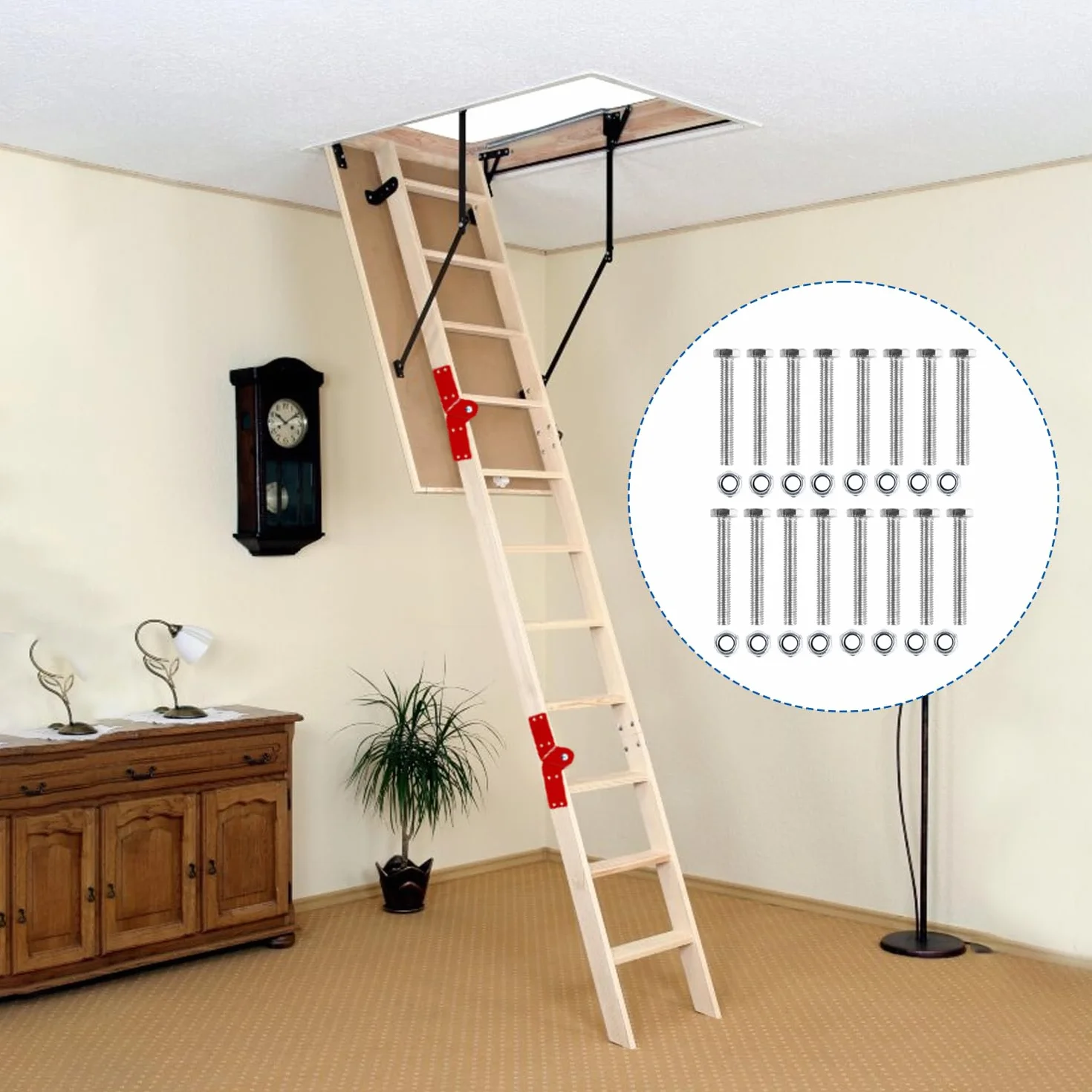 Bisagras para Escalera de Ático, Accesorios para Escaleras Plegables de Aluminio, Piezas de Recambio para Reparar Escaleras de Ático Antiguas, 2 Piezas