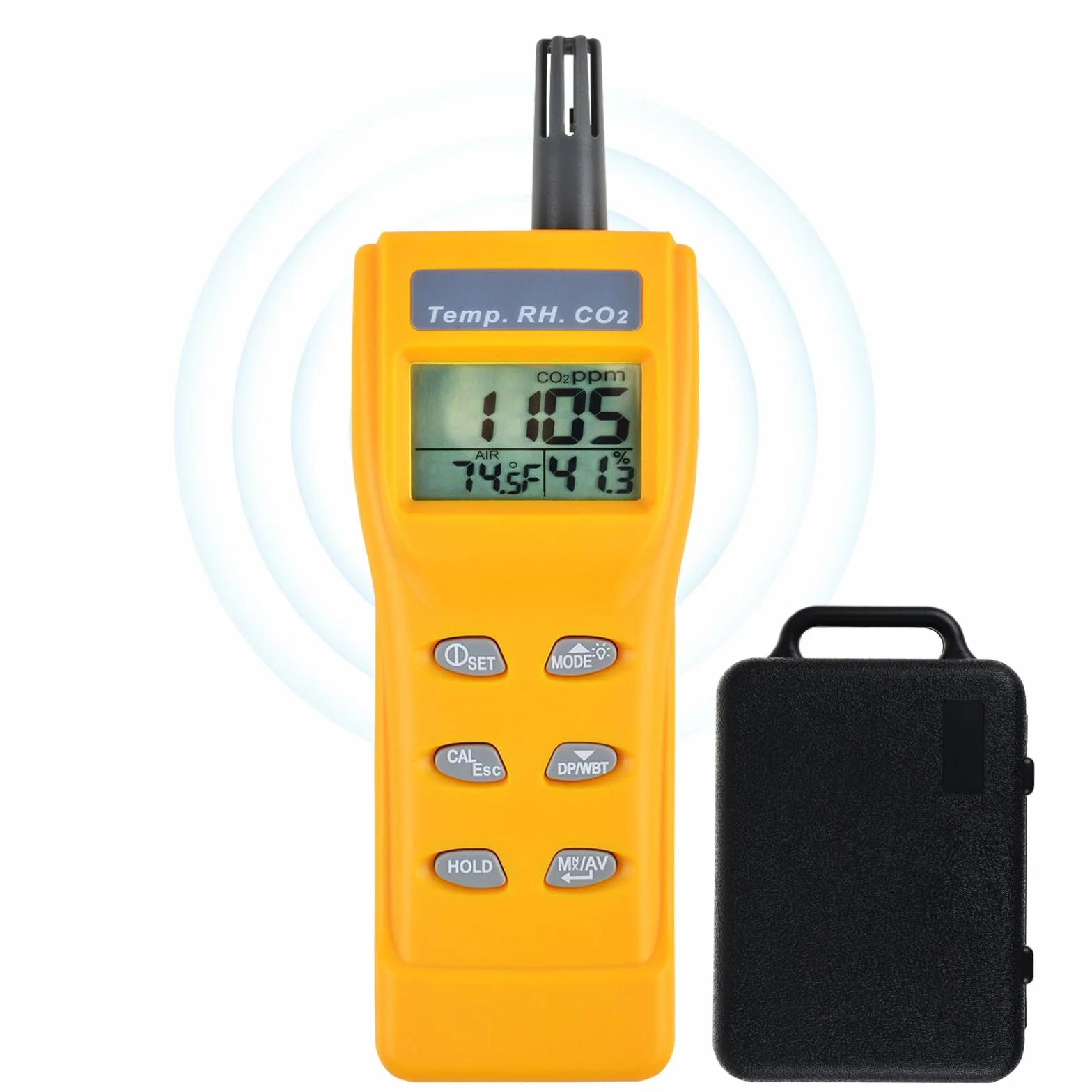 Medidor de CO2 de mano, detector de CO2, monitor digital de CO2 de 0 a 9999 ppm, medidor de temperatura y humedad, detector de dióxido de carbono con sensor NDIR, alarma de zumbador y función