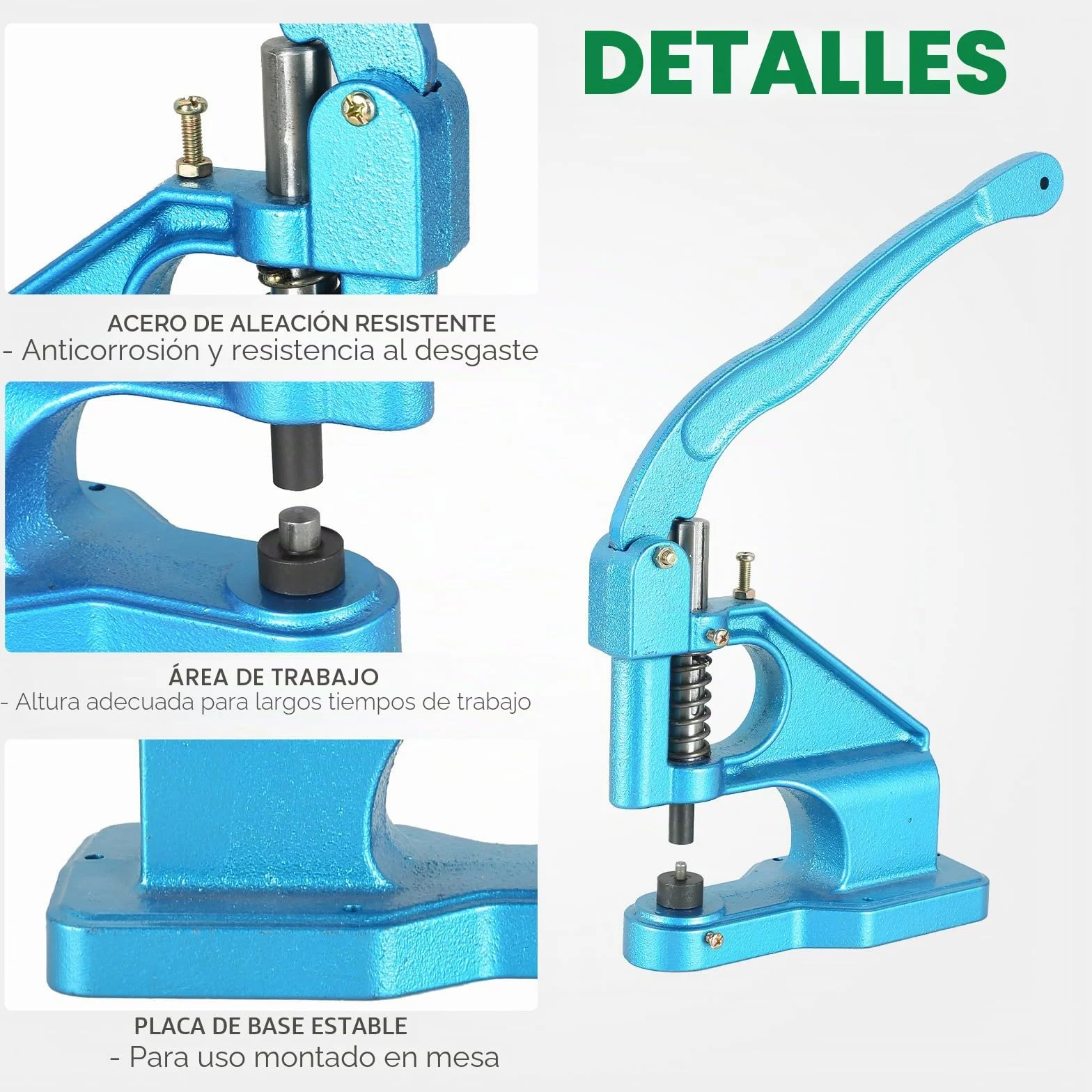 ATPEAM Remachadora de Ojales Manual, Máquina de Perforación para Cuero, Tela y Carteles, Incluye 3 Troqueles y 1500 Ojales de Diferentes Tamaños (6mm, 10mm, 12mm)