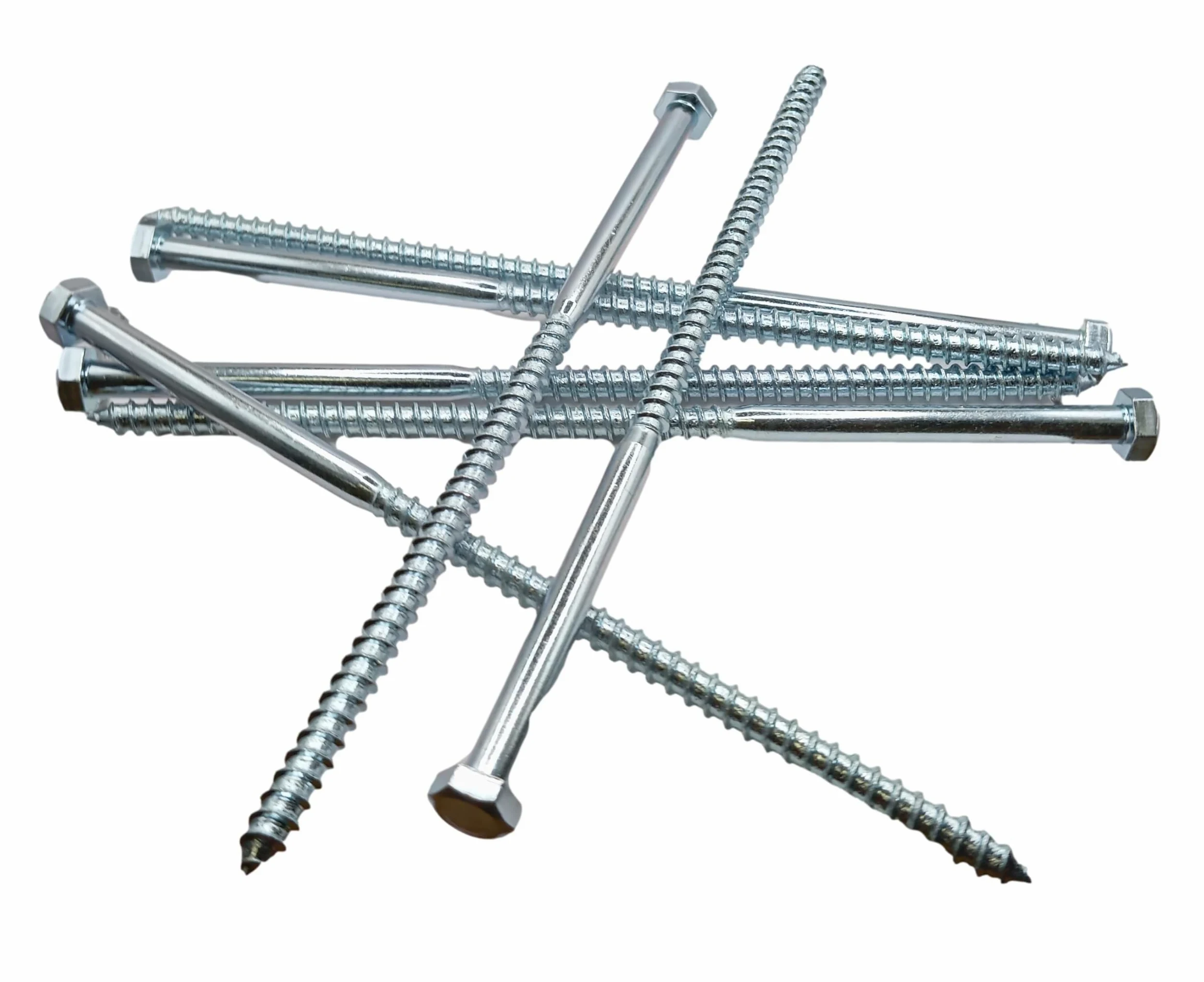 LLB 200 mm M8 para tornillos de madera, cabeza hexagonal de 13 mm de ancho, tornillo de hormigón chapado en zinc, pernos de media rosca, color plateado, largo de 8 x 200 mm, caja de 6 unidades