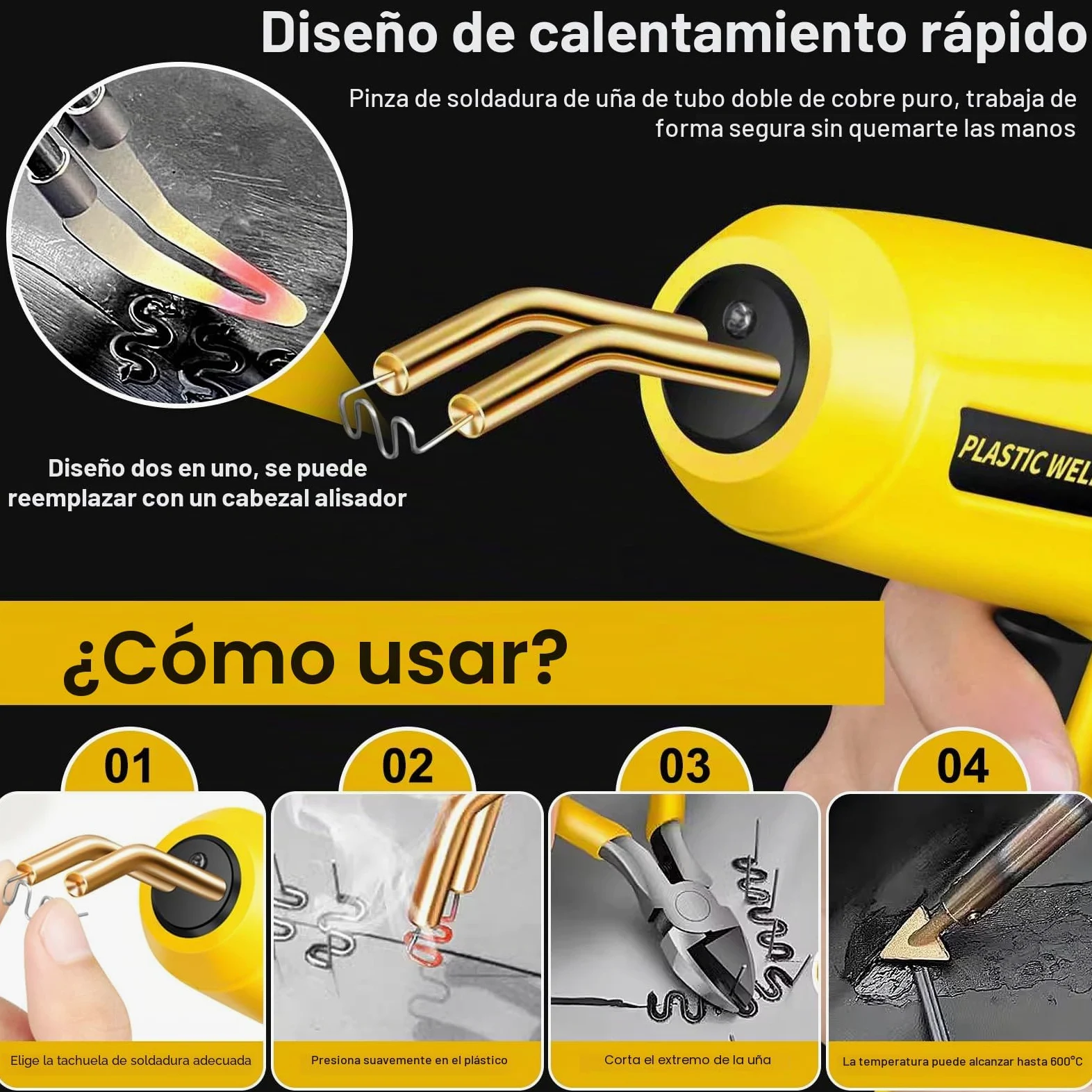 200W Soldador de Plástico,Plástico Soldadura Máquina con 900PCS Grapas,Kit de Reparación de Parachoques de Coche para la Reparación de Piezas de Plástico Automotrices