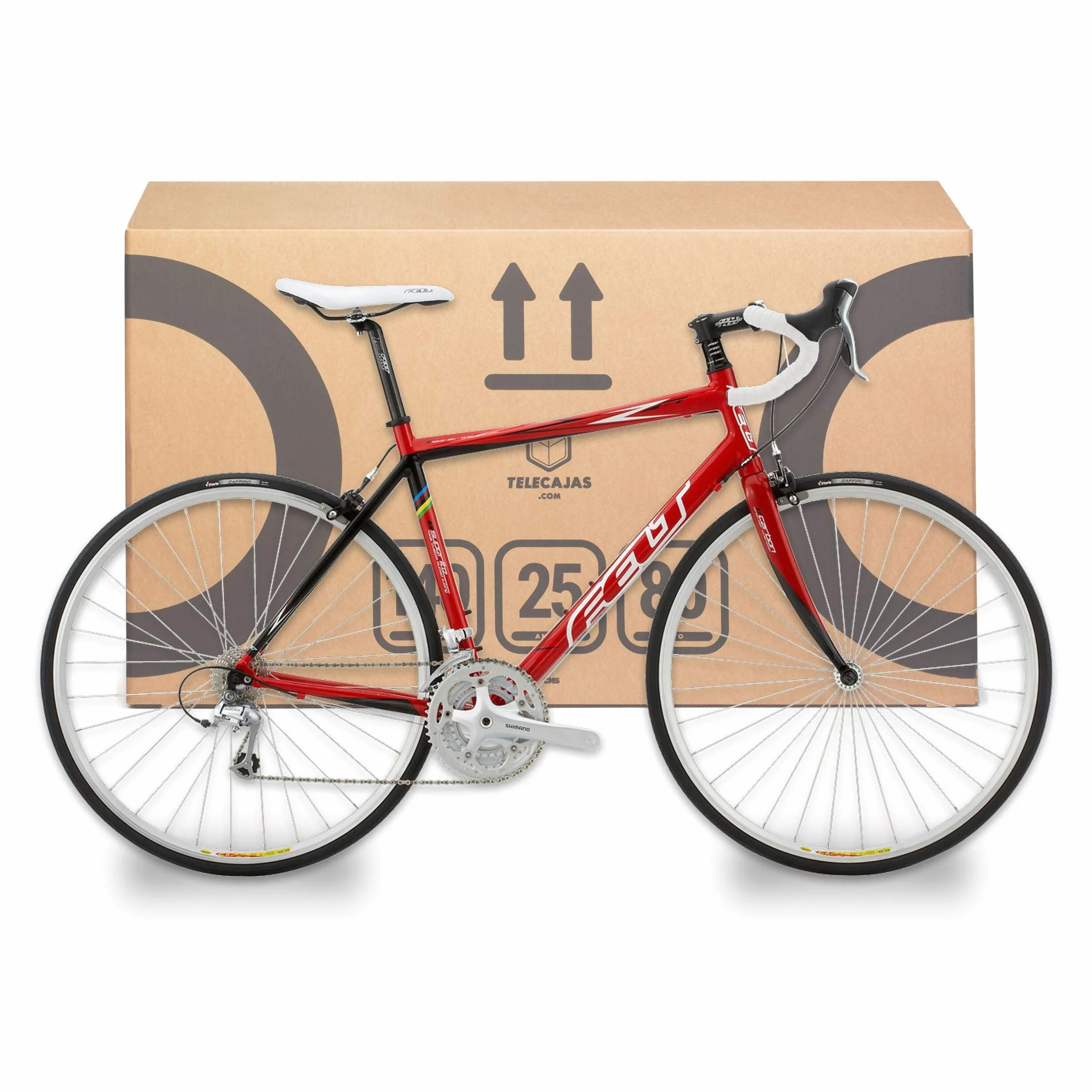 Caja para Bicicleta de Cartón Reforzado Doble Onda 140x25x80 cm con Asas Resistentes