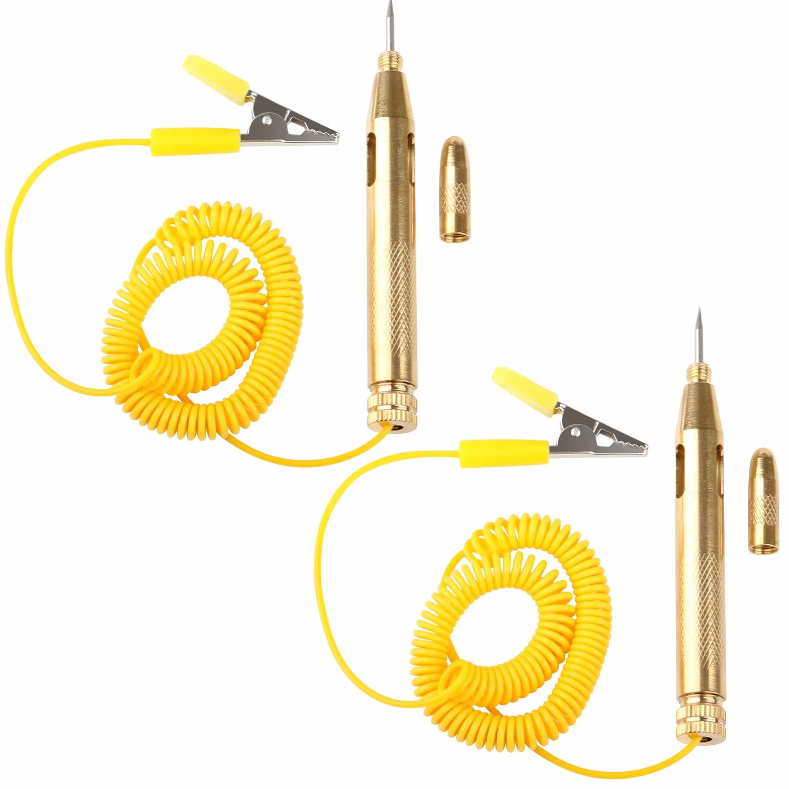 Comprobador Fusibles Coche 6V/12V/24V DC Buscapolos Voltaje con Pinza Cocodrilo Sonda Acero Cable Espiral