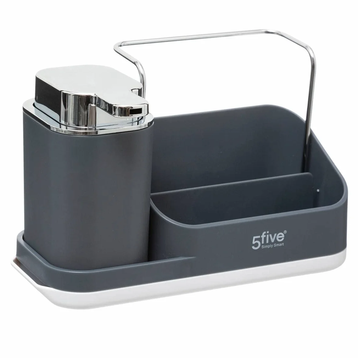 5five - organizador de fregadero "neo" gris con dosificador 300ml