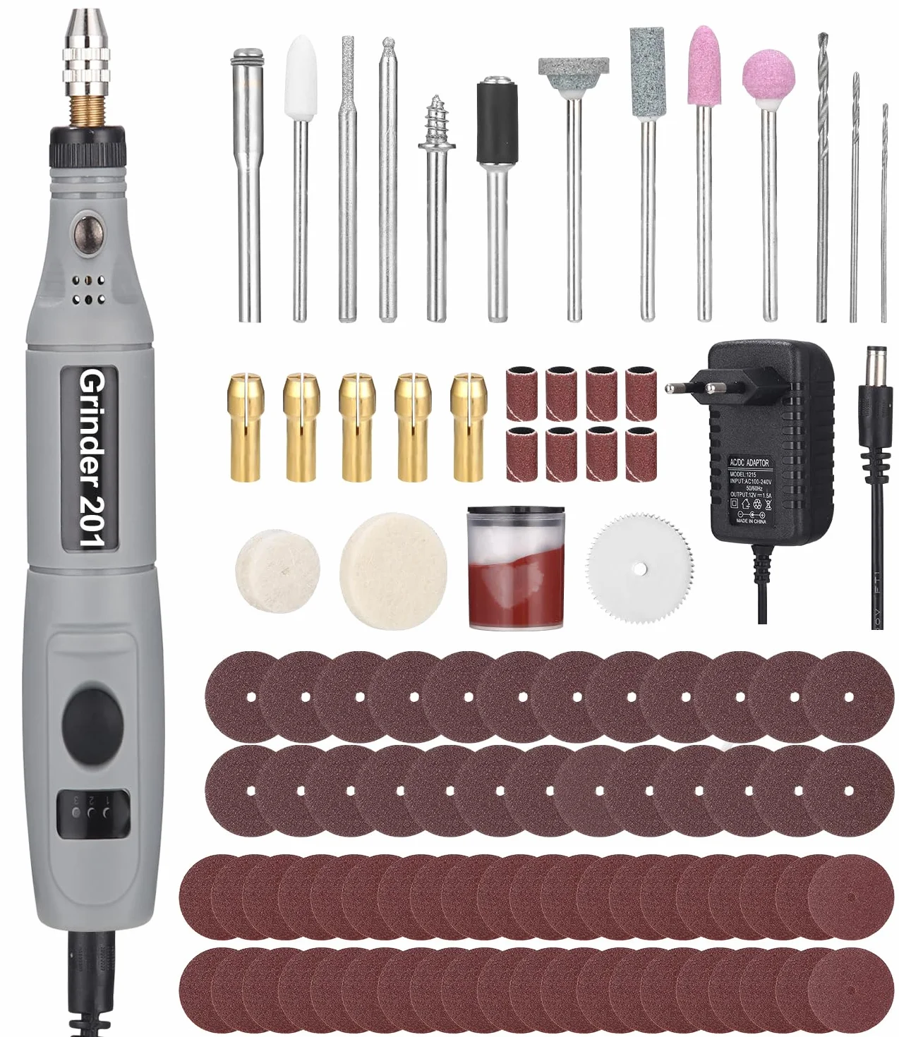 Mini Amoladora, Kit de Herramienta Rotativa con 95 accesorios, 3 velocidades Amoladora Eléctrica Multiherramienta, para Pulir, Grabar, Cortar, Taladrar