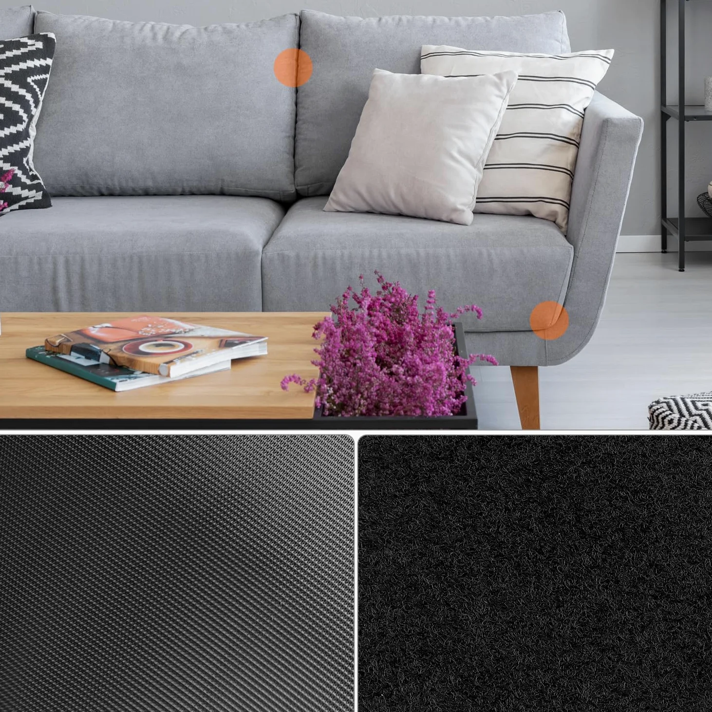 QWORK® 11cm x 6M Cinta gancho y bucle fuerte con adhesiva, Solución antideslizante para cojines, colchones y alfombras de sofá
