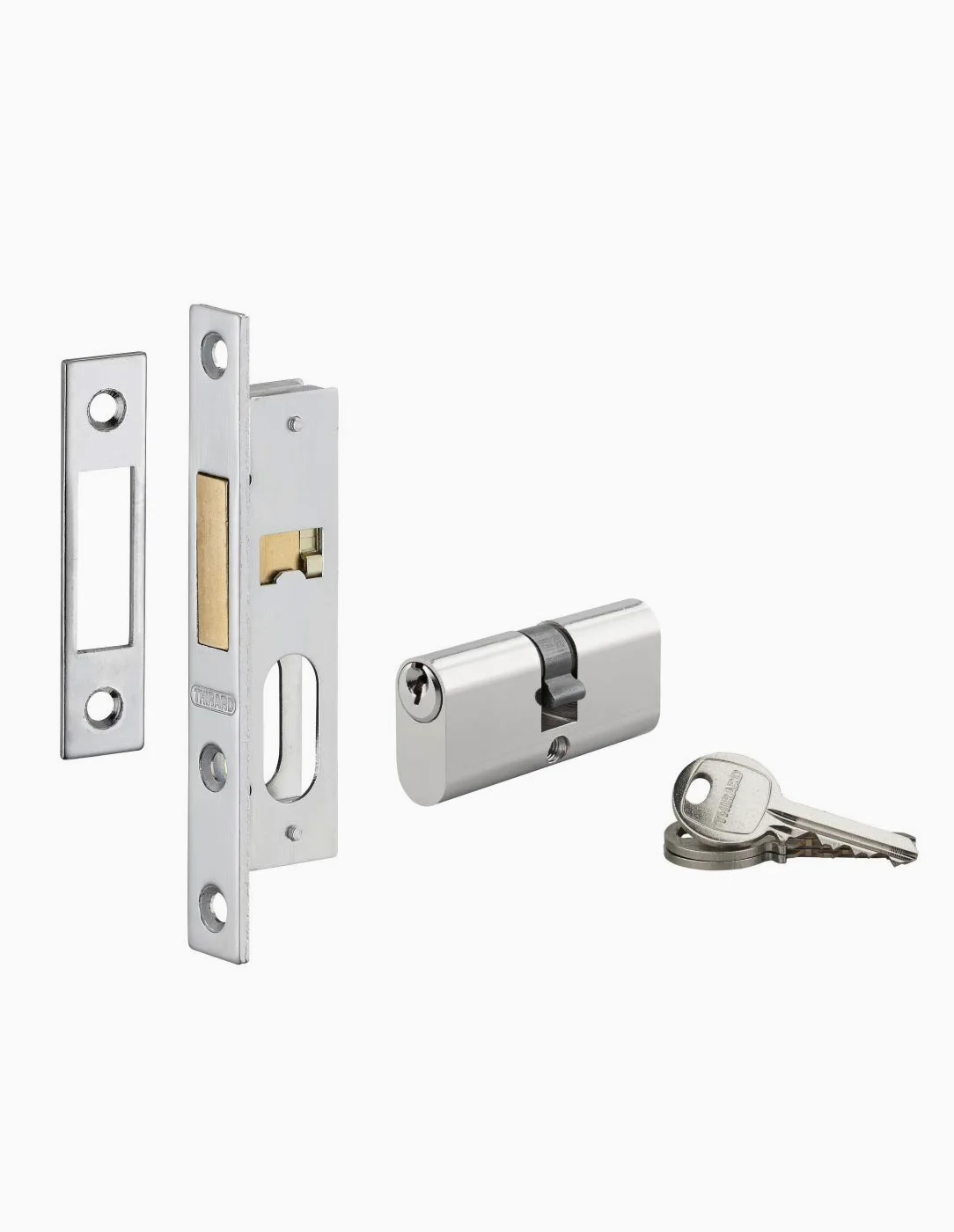 THIRARD - Cerradura Embutida con Cilindro para Puerta Metálica - Eje 15 mm - Cil. 30 x 30 mm - Borde Cuadrado - 3 Llaves - Frente Inox - Perno Aleación Niquelada - Gris