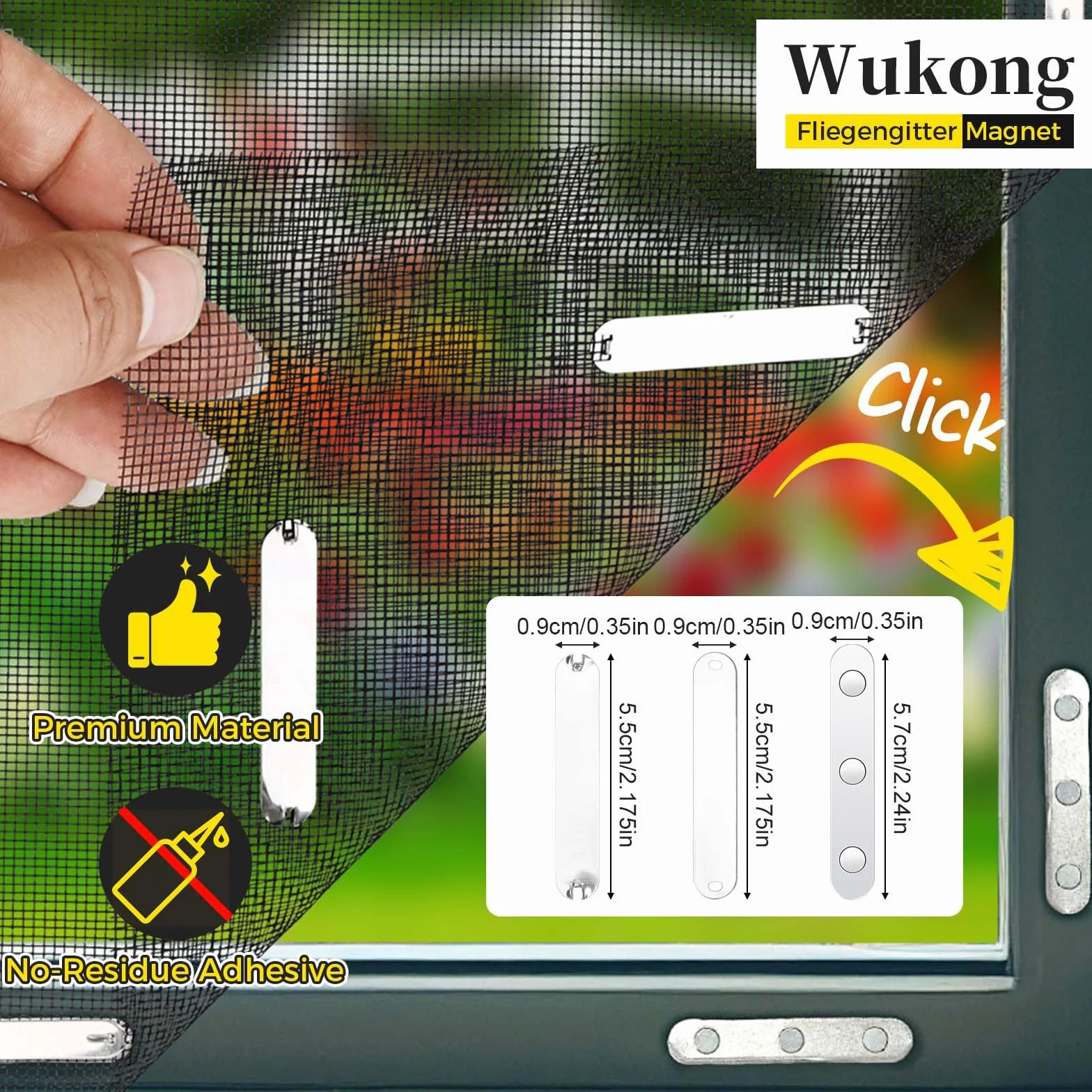 Wukong Mosquitera Magnética para Ventanas – 24 Imanes Fuertes, Autoadhesivos y Reutilizables, Sin Taladrar, Protección contra Insectos para Interior y Exterior