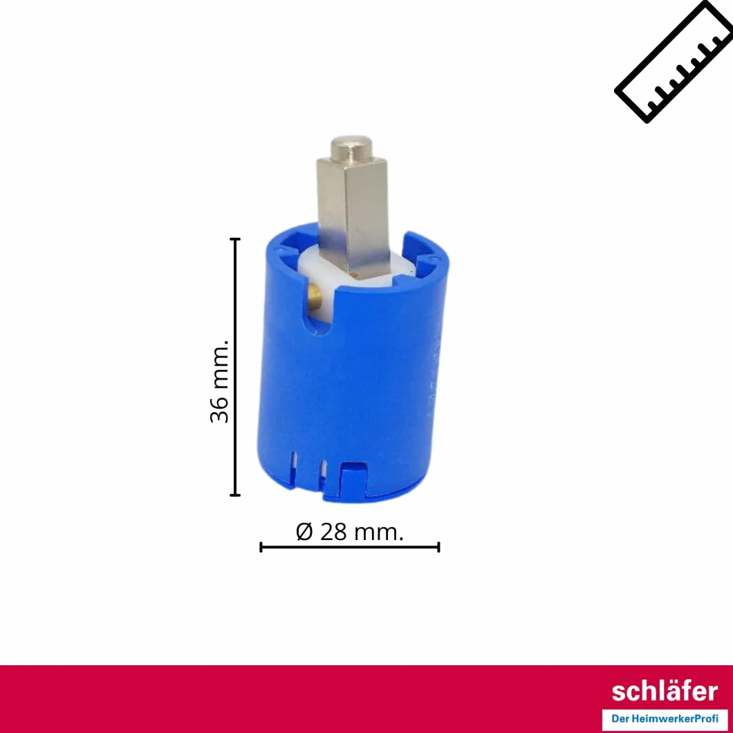 Schläfer 480069 | Cartucho grifo mezclador Ø 28 mm, cartucho de repuesto universal Kerox K-28 de cerámica, para grifos mezcladores monomando de cocina, baño, ducha y bañera