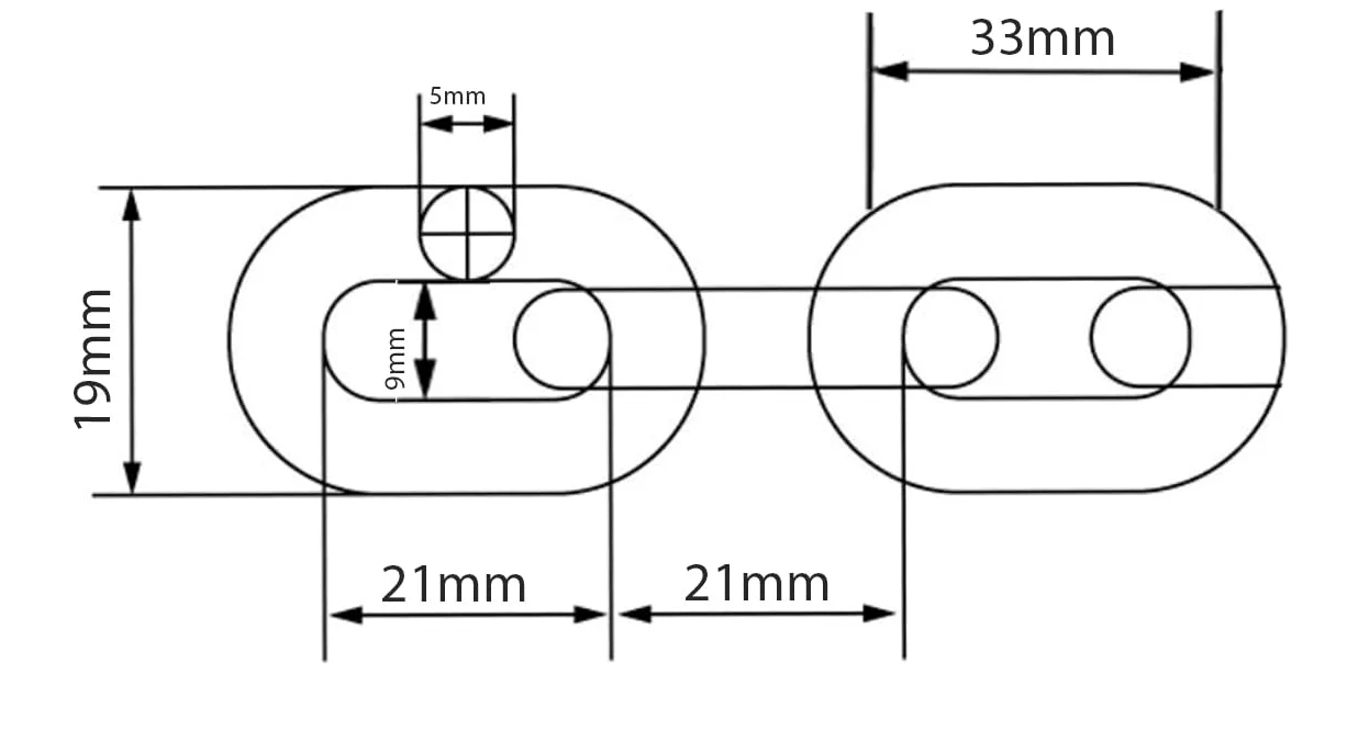 Cadena de acero galvanizado de 2 metros (5 mm), resistente y duradera para uso pesado, cadena de candado de seguridad, longitud de corte por metro, carga nominal de 160 kg D1