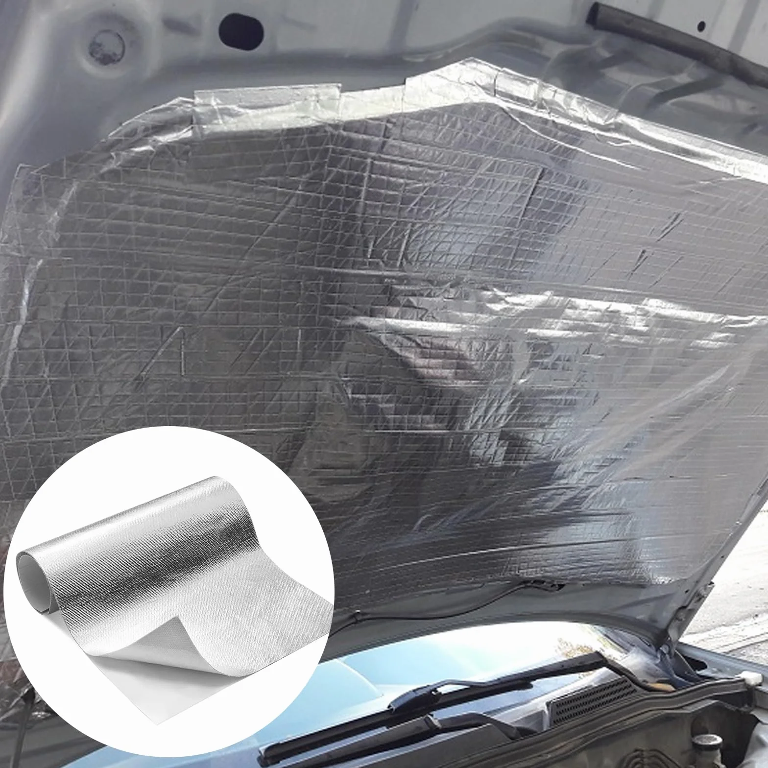 Alfombrilla protectora contra el calor aluminizada 60 x 200 cm autoadhesiva para capós y conductos de aire