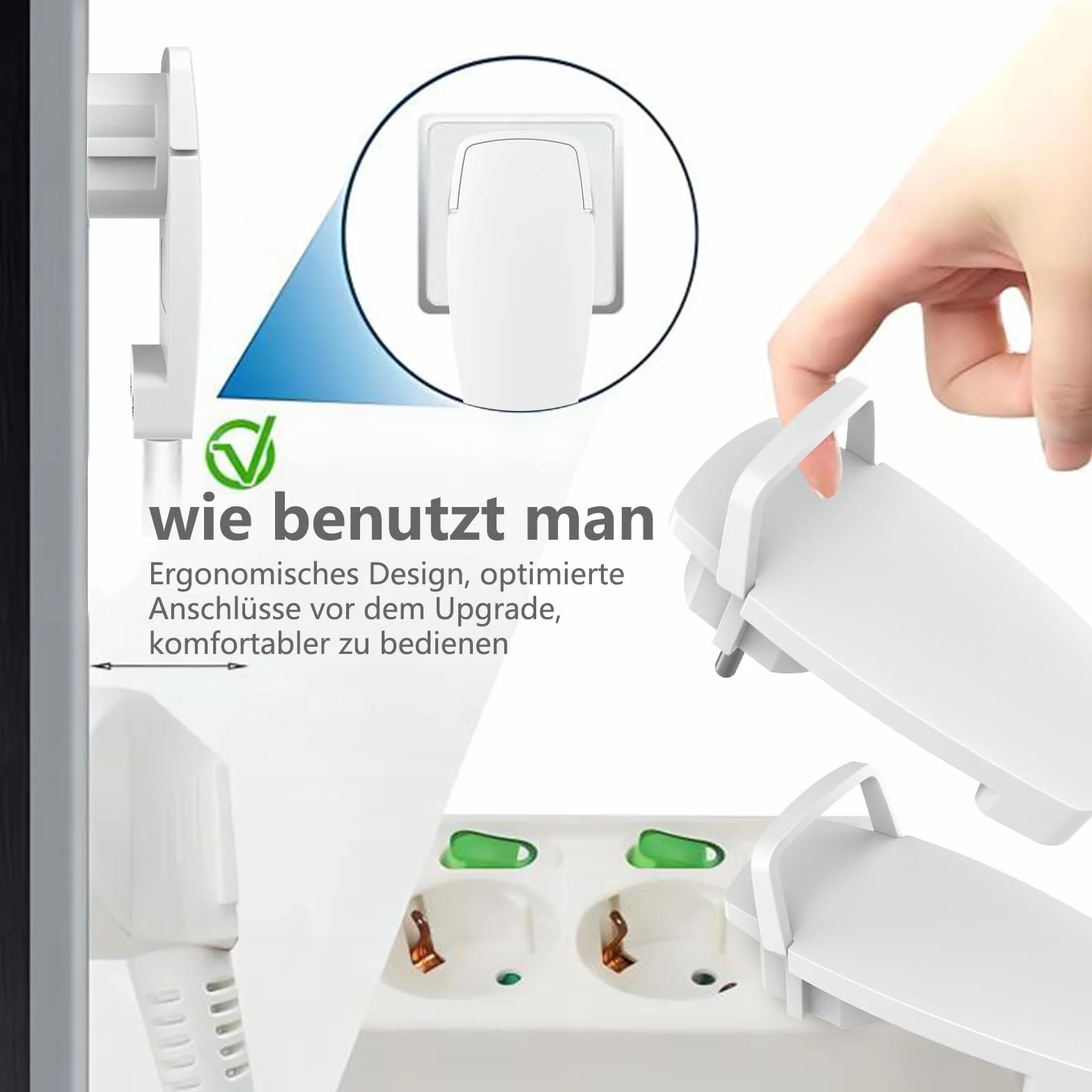 Enchufe Plano 2 Piezas Blanco Schuko IP20 250V 16A 1,5 mm²