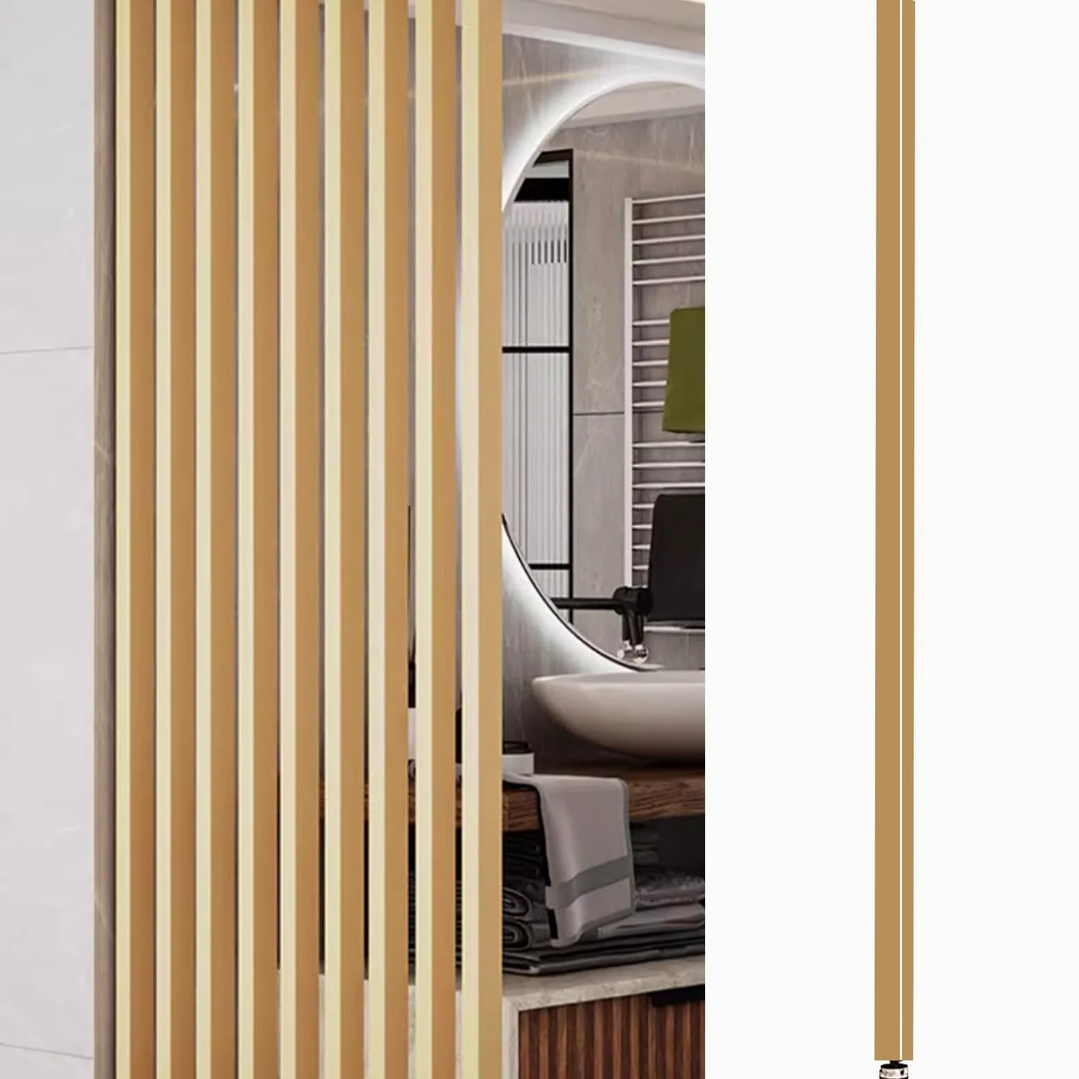 Columna divisoria, Pared de Madera para habitación, tabique divisorio de Piso a Techo con Listones de Madera, habitación o cubículo (Natural, 70 cm (2,2 pies))