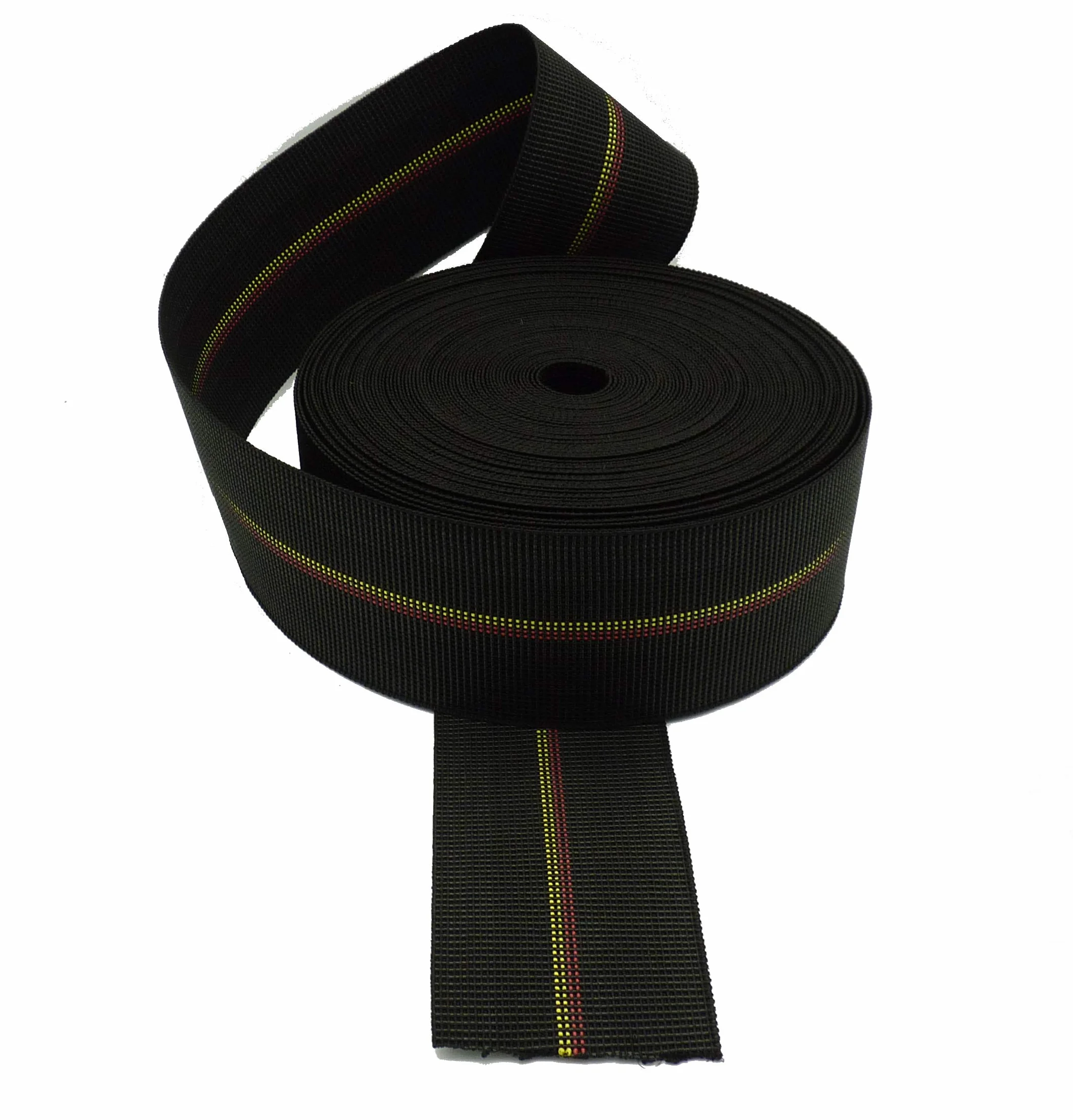 Cincha elástica calidad extra de caucho para tapicería ancho de 80 mm. para asientos, 24 metros.