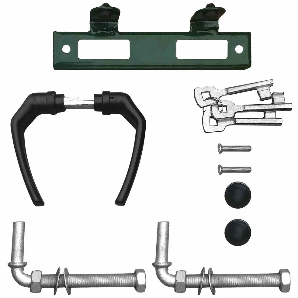 Puerta de jardín de acero galvanizado, puerta de jardín, puerta de patio, puerta de valla, verde, con cerradura y picaporte (100 x 100 cm)