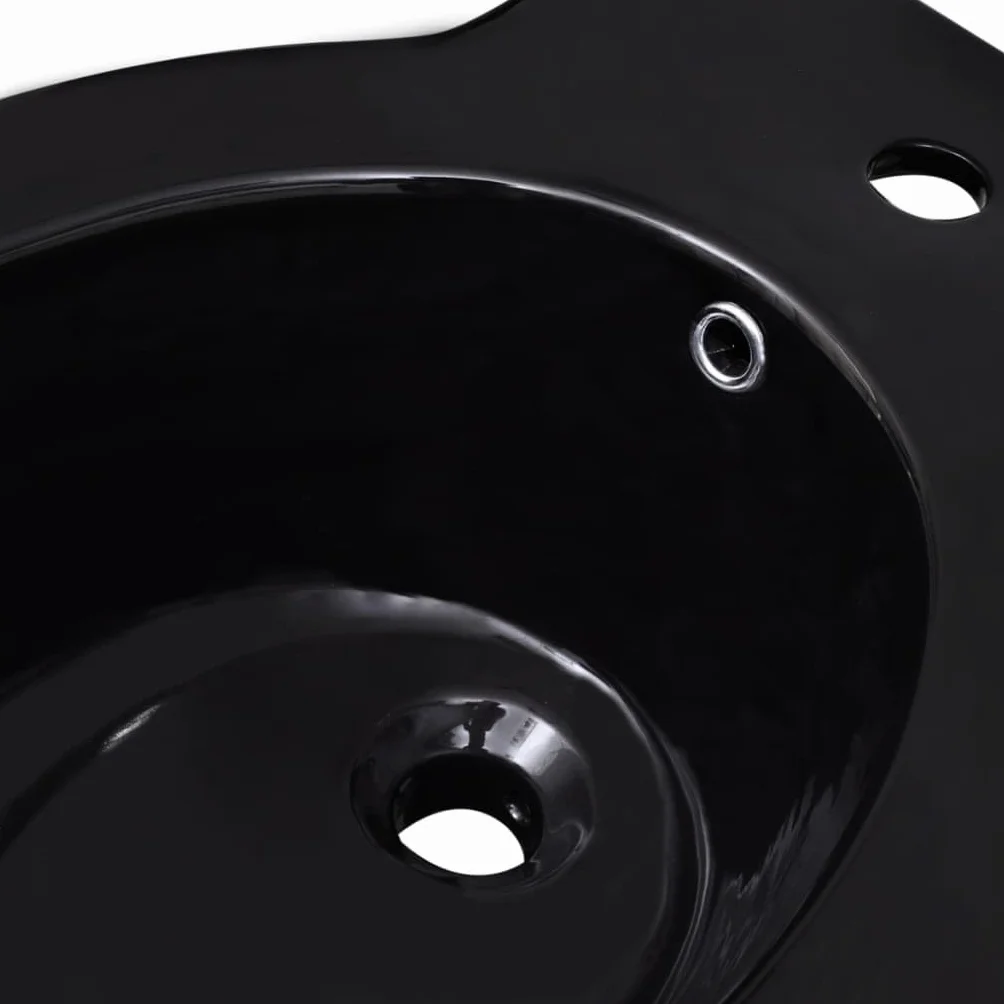 vidaXL Set de Inodoro y Bidé Suelo Pie Cerámica Negro Váter WC Retrete Bidet