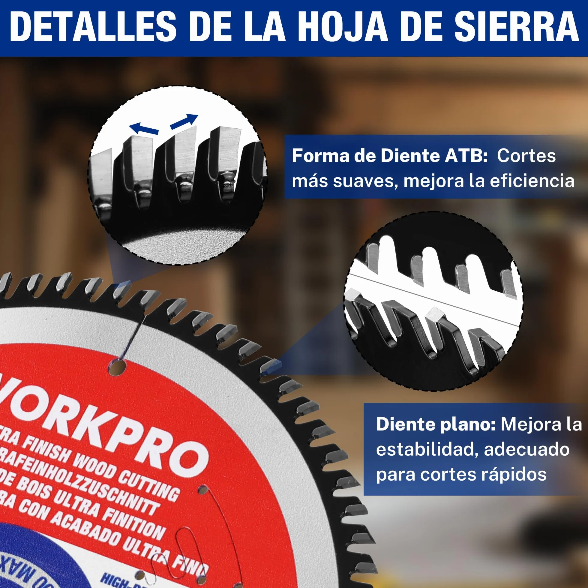 WORKPRO Sierra Circular 165 x 20 mm 80 dientes, TCT Disco de Corte para Madera, Madera Contrachapada, MDF, Paneles de Yeso, Laminado, Plástico