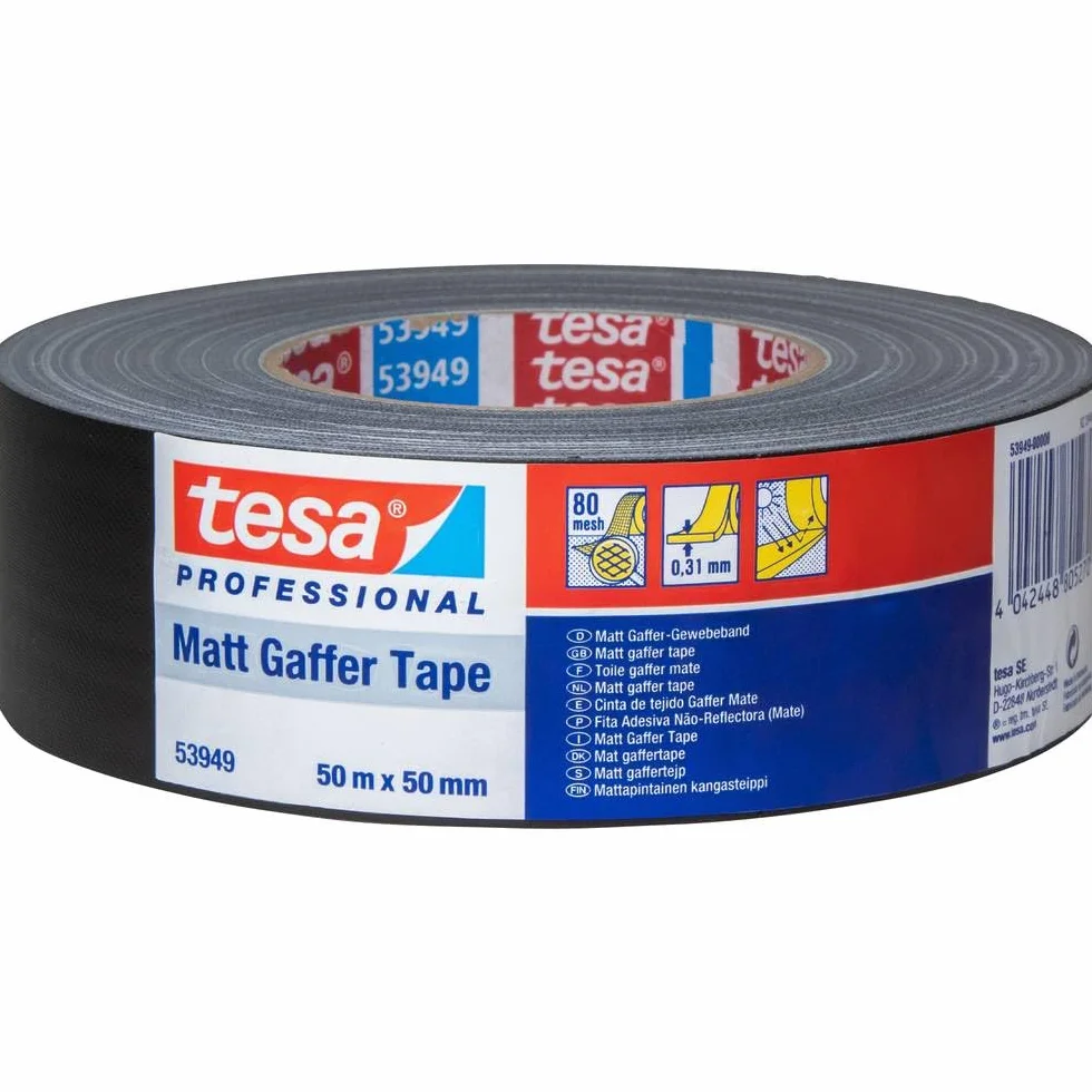 TESA 53949-00000-02 53949-00000-02-Cinta de tejido Gaffer Mate serie 53949-50m x 50mm Negra, 50m x 50 mm