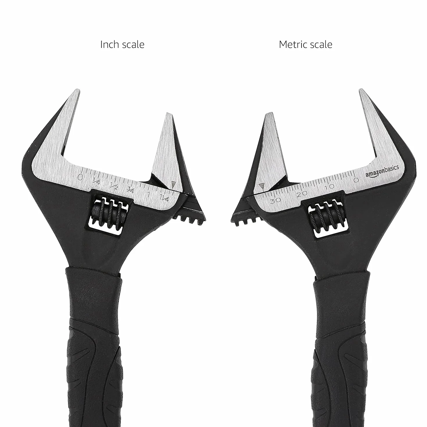 Amazon Basics Llave ajustable para fontaner a con agarre suave, boca ancha, incluye: 6in (150mm), 8in (200mm),10in (250mm),12in (300mm), Paquete de 4 tamaños