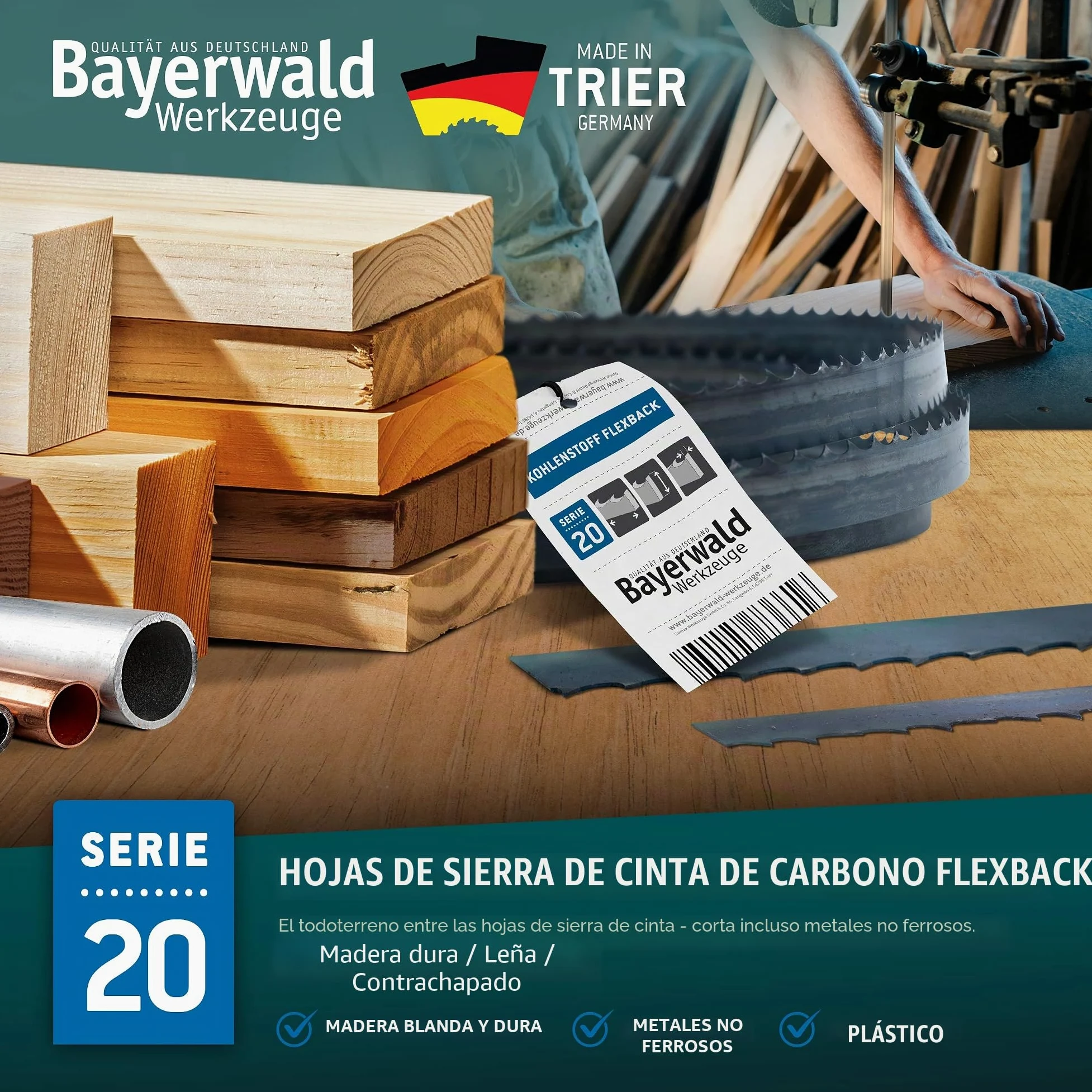 Bayerwald - Hoja de sierra de cinta (1790 x 10 x 0,36 x 6 dientes por pulgada / 4 mm ZAB)