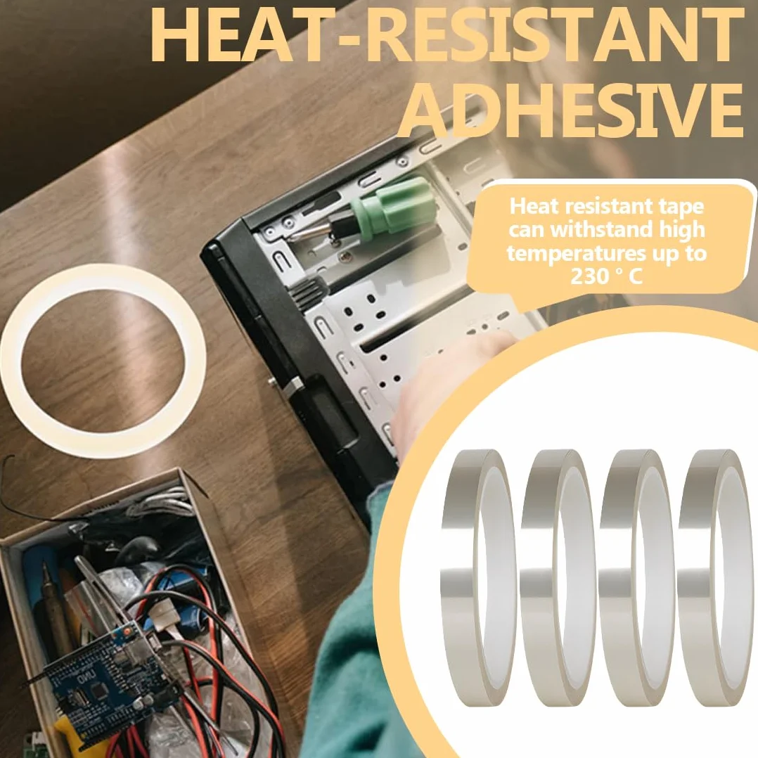 4 rollos de cinta térmica de sublimación transparente de 10 mm x 33 m, cinta resistente a altas temperaturas que no deja residuos, ideal para la transferencia de calor en tazas