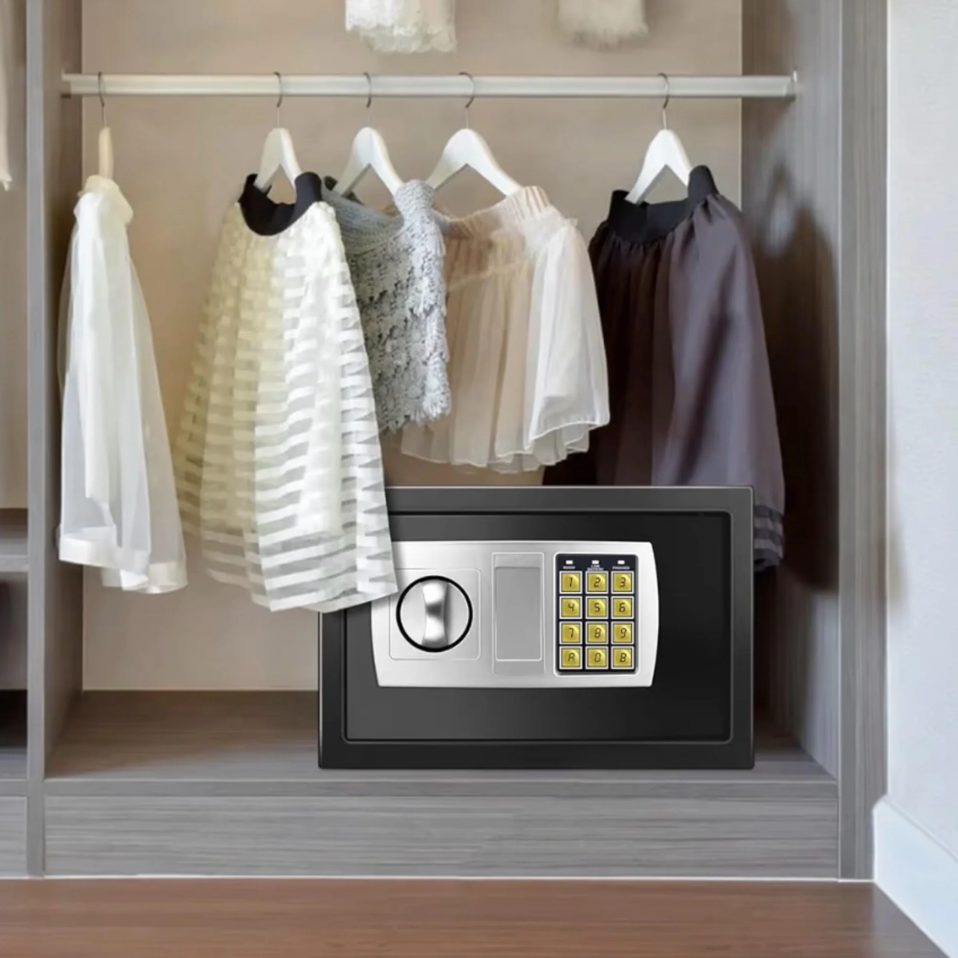 Caja Fuerte Digital con Cerradura de Combinación y 2 Llaves - Resistente para Efectivo, Joyas, Objetos de Valor - Operación Sin Batería, Diseño Compacto para Hogar, Oficina