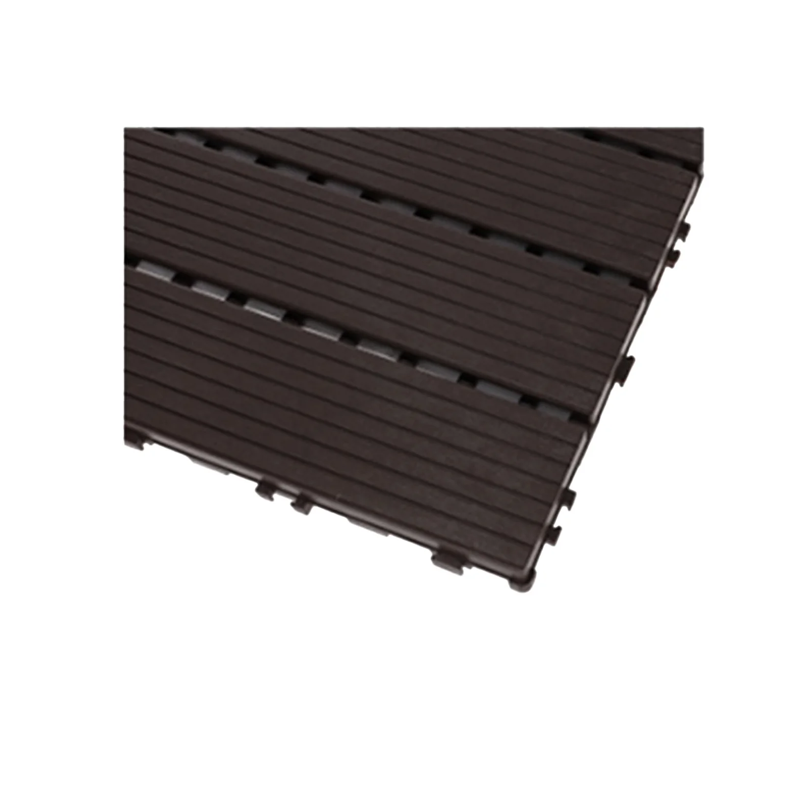 Azulejos de plástico para jardín, 30 x 30 cm, baldosas de PVC, color negro café, suelo empotrable, total 0,9 m², recortables, 10 unidades