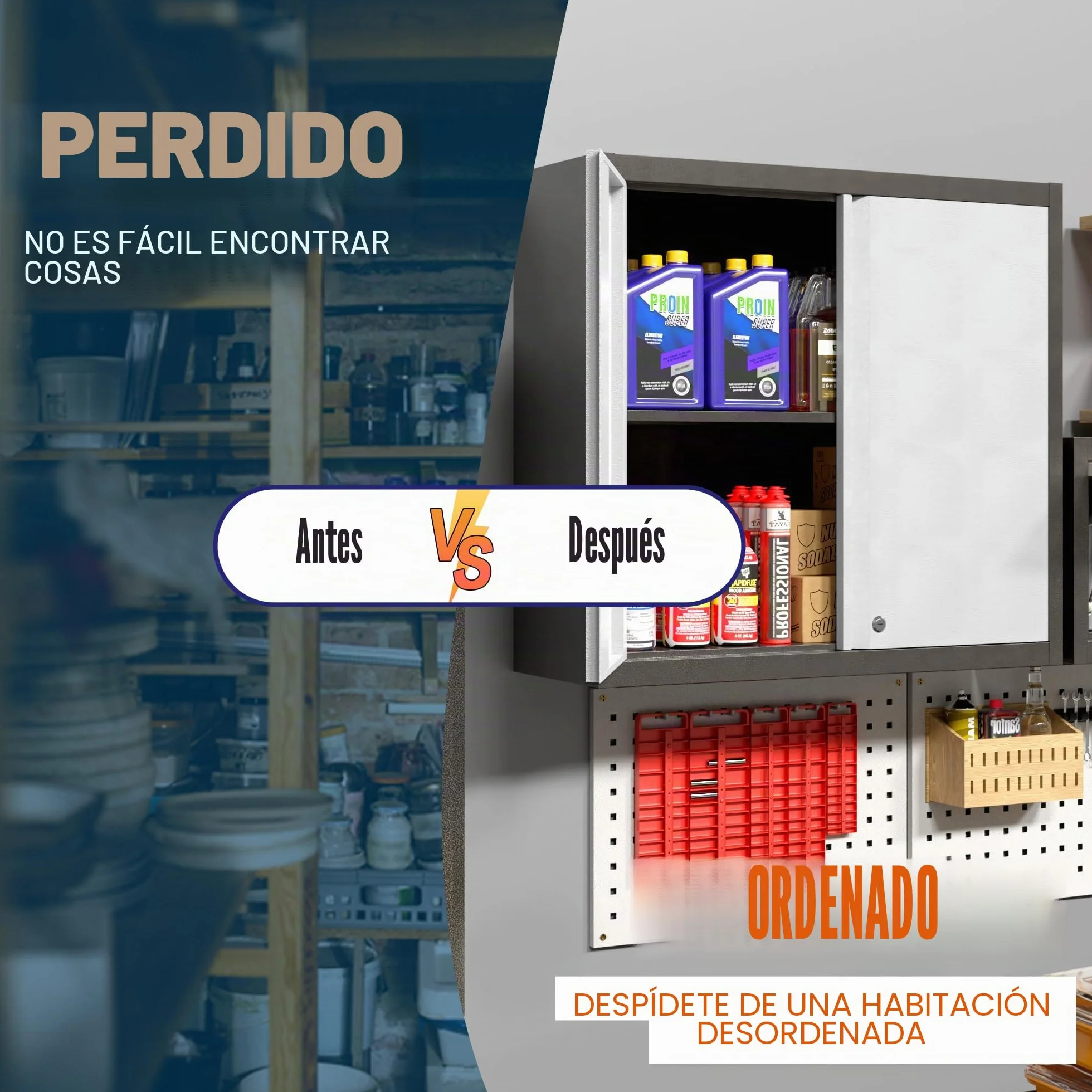 SUPEER Armario colgante de metal con cerradura 66x66x30 cm para herramientas