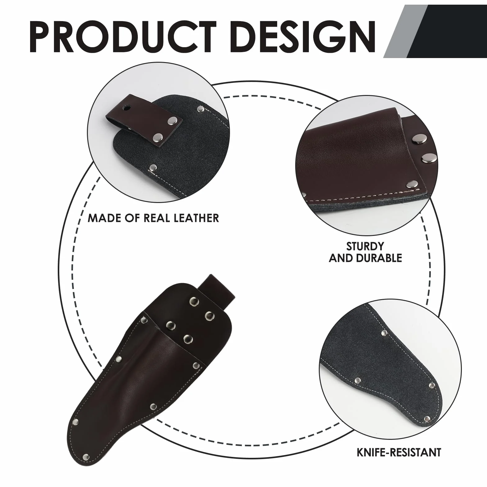 Funda Tijeras Podar, Pruner Holster, Funda de Cinturón para Cuchillo o Tijeras de Podar, Funda de Cuero Portátil Reforzada con Remaches, Ideal para Jardinería y Actividades al Aire Libre