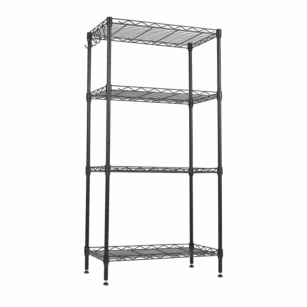 Estantería metal para baño - cocina - garaje ducha 4 Niveles o Estantes de almacenaje - Ajustables en altura 108x29x54cm Metálica Con Ganchos - Fácil montaje - Carga total 275kg - Robusta y fuerte