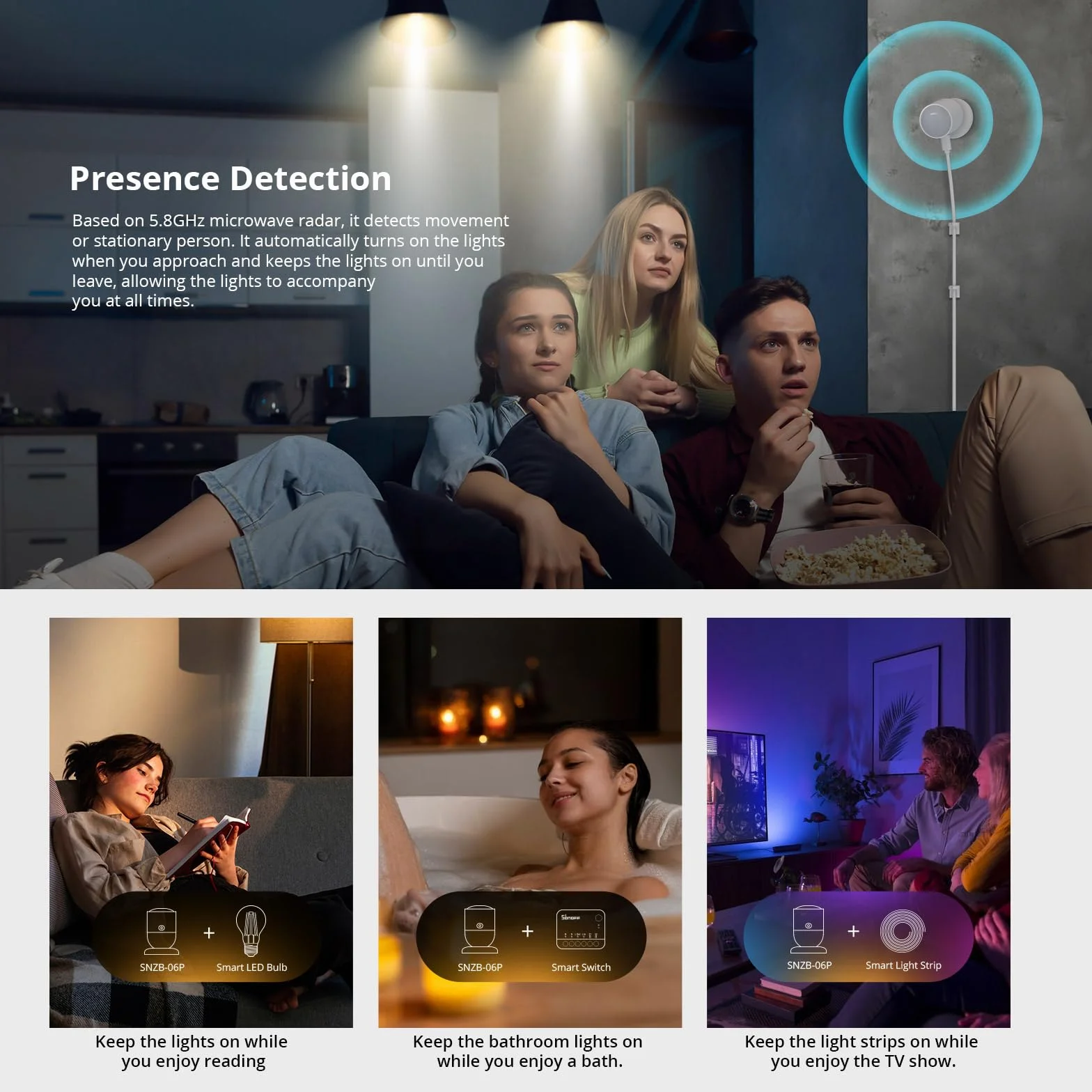 SONOFF SNZB-06P Zigbee Human Presence Sensor, Requires ZBBridge-P, Supports Alexa Google Home