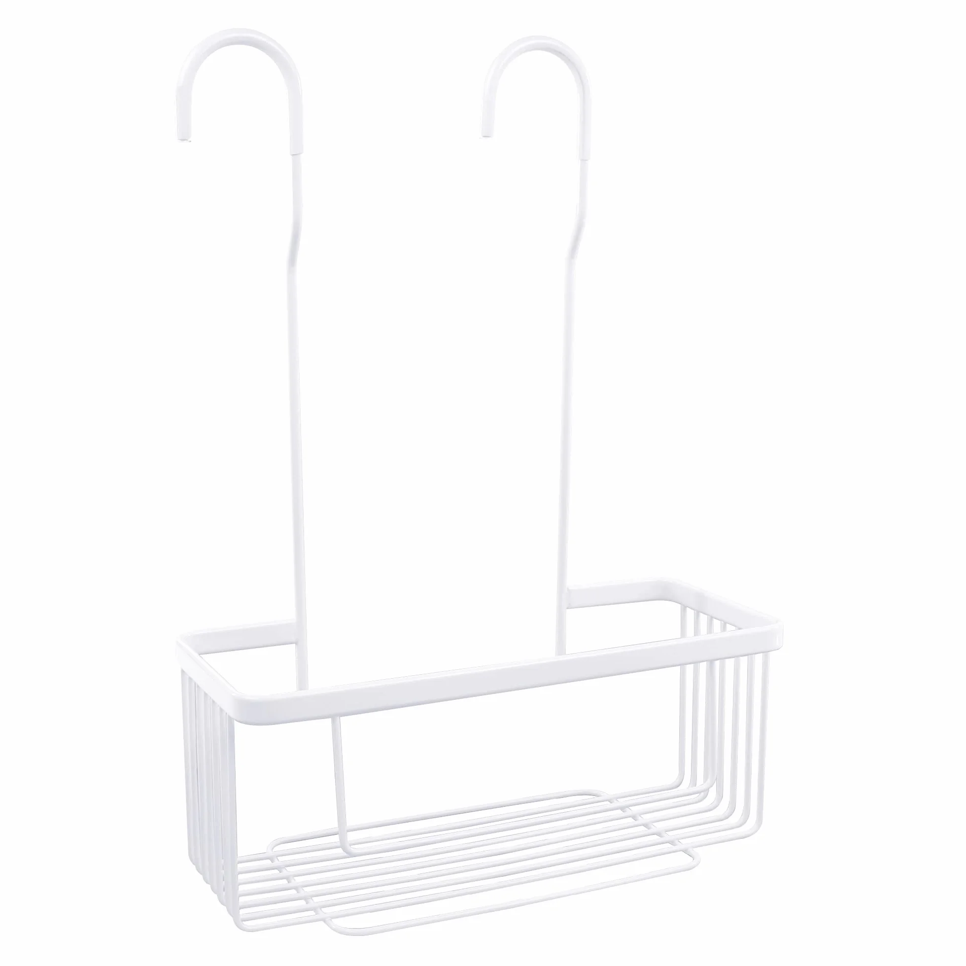 Estante de Ducha Colgante de Acero Inoxidable, Sin Taladro, Blanco Mate, 26 x 11 x 38 cm, Soporta 15 kg