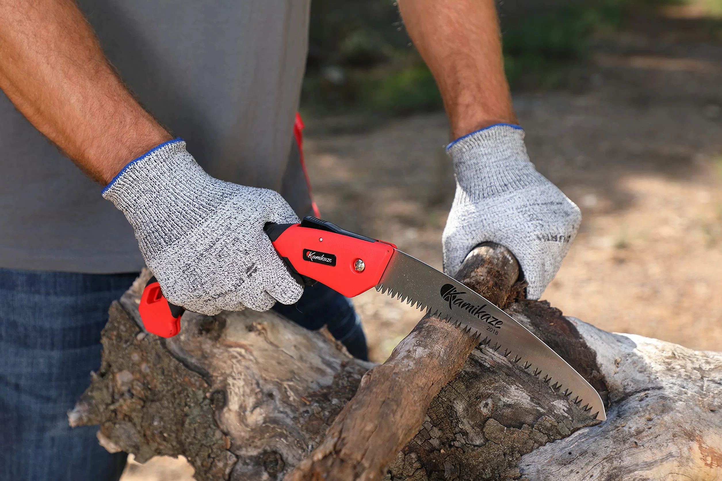 KAMIKAZE Serrucho de Poda Plegable C-180H, Sierra Curva de 180 mm con Dentado Japonés, Serrucho para Madera con Hoja de Acero SK-4 Rico en Carbono, Herramienta de Jardinería Profesional