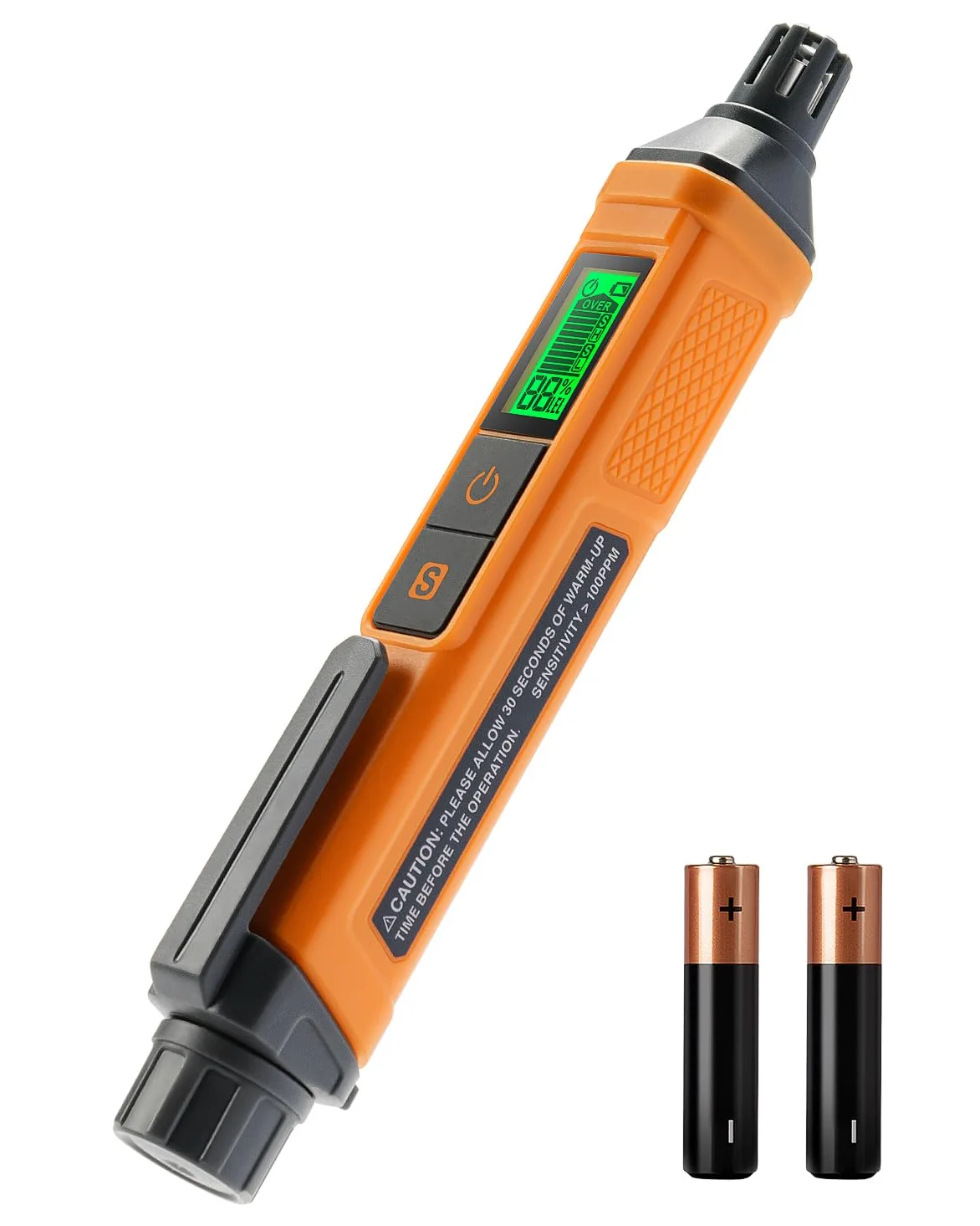 Detector de Gas TopTes PT205, Detector Fugas Gas Natural con Alarma Sonora y Visual, Detector Gas de Propano, Metano, Butano y Gas Combustible con%LEL, para Hogar y Caravana (Incluye 2 Pilas)-Naranja