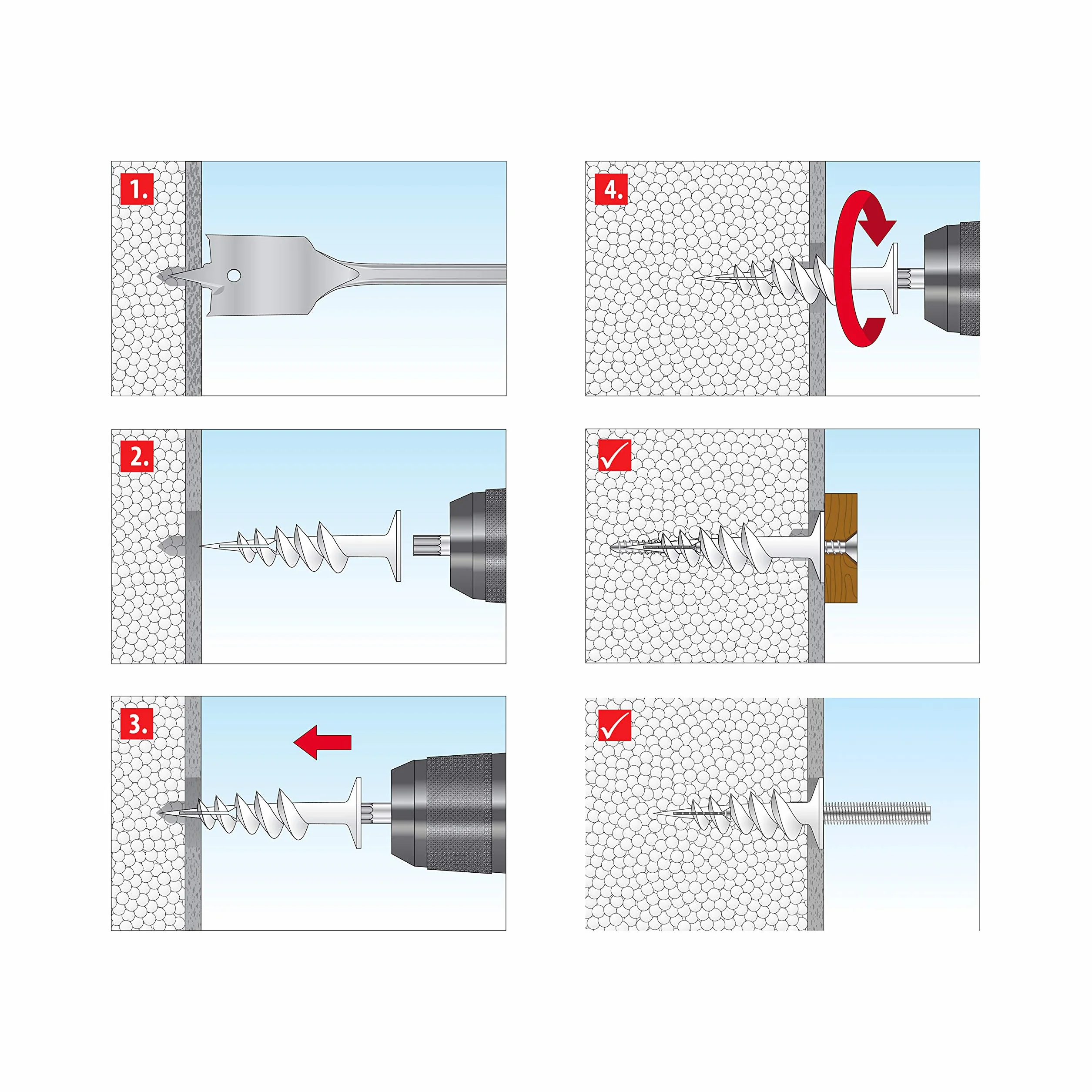 TOX Anclajes de aislamiento térmico 85 mm sin pretaladrado 4 piezas para EPS 20 XPS 20 PUR fibra de madera