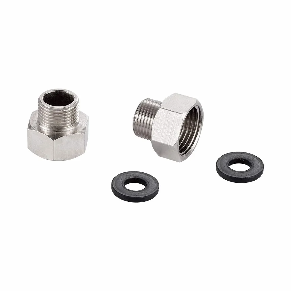 Ibergrif M91501 Adaptador de Grifo G3/8 a G1/2, Conector de Manguera Reductor, Casquillo de Conversión para Latiguillo Lavabo y Cocina, Acoplamiento de Latón Cromado, 2 Piezas