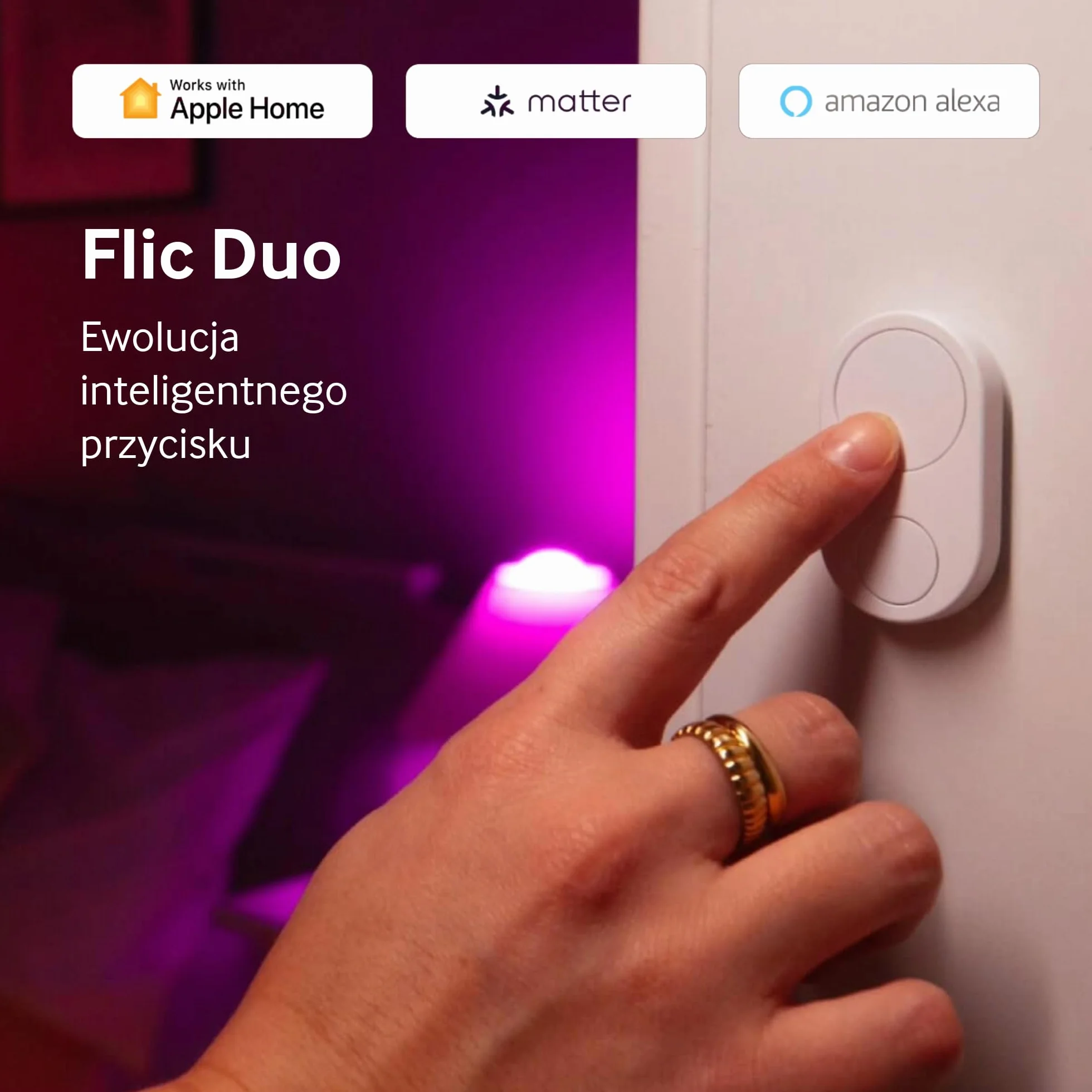 Flic Duo Controlador inteligente para el hogar Matter Alexa SmartThings Sonos Homey blanco