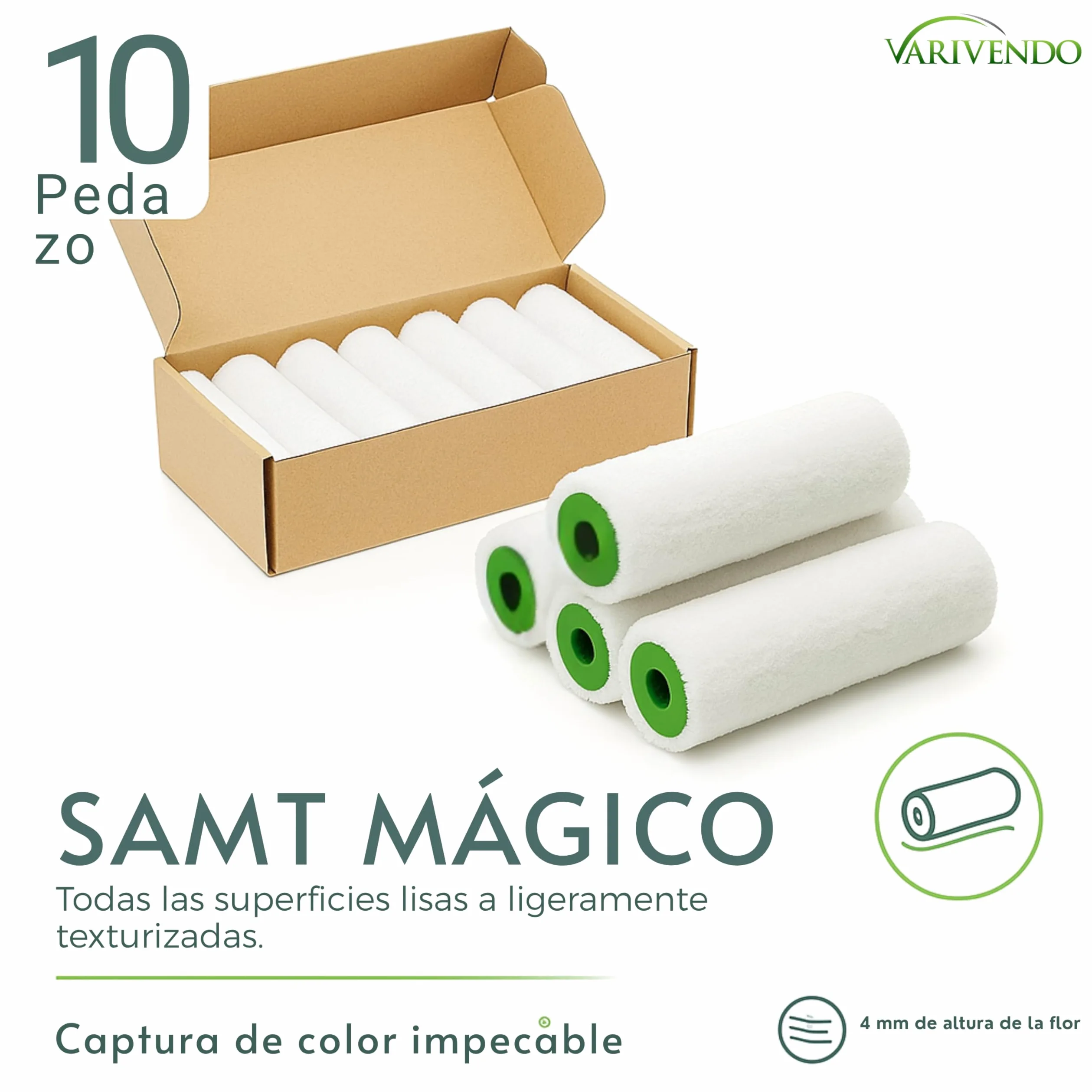 10 rodillos de repuesto de 10 cm – Rodillo de pintura y rodillo de pintura, para barnices, pintura de pared, barniz, rodillo de pintura, rodillo de pintura, accesorios de pintura, set de
