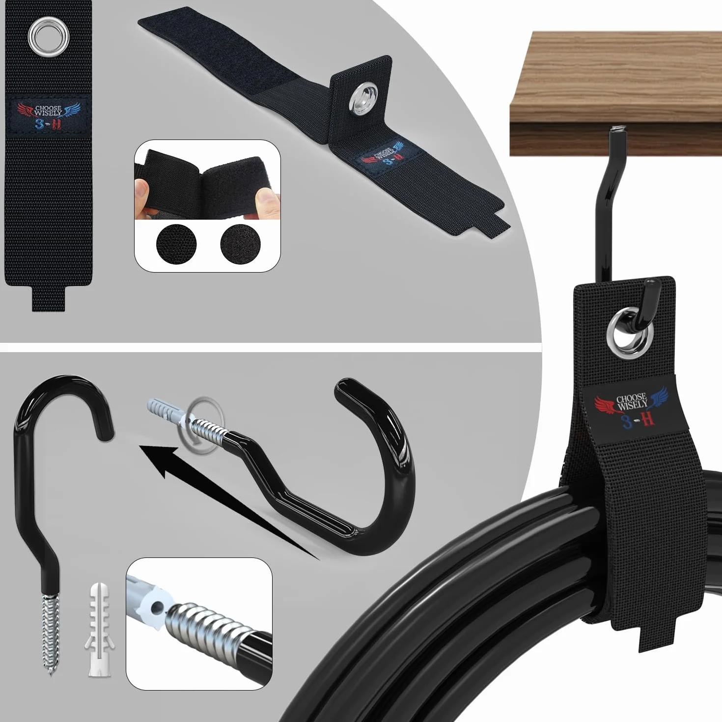 Ganchos de Garaje Resistentes de Acero, Paquete de 31, Organizador de Pared para Herramientas y Cables (negro)
