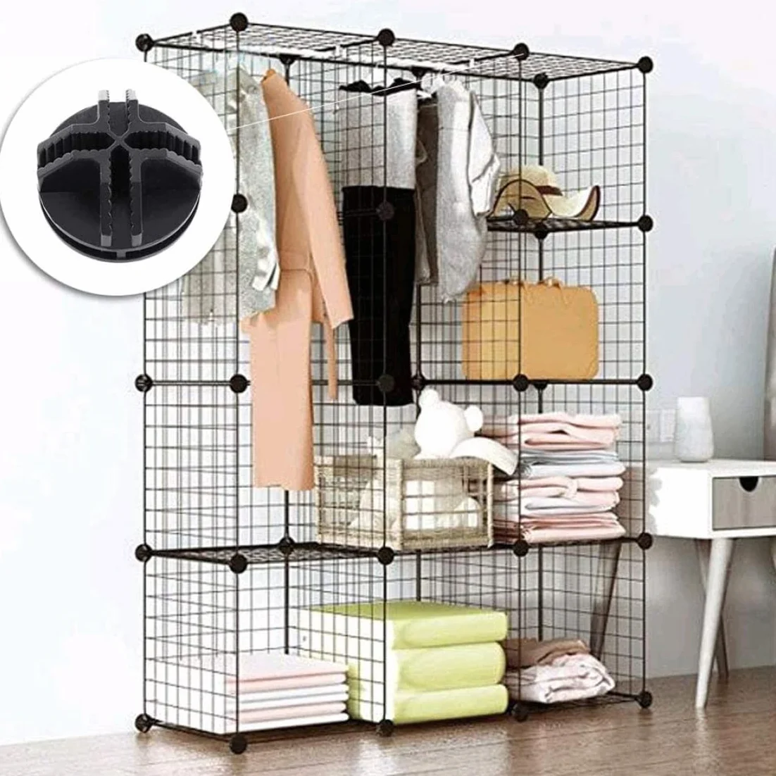 Conectores de cubos de alambre de plástico, 40 piezas, para organizador de armario modular